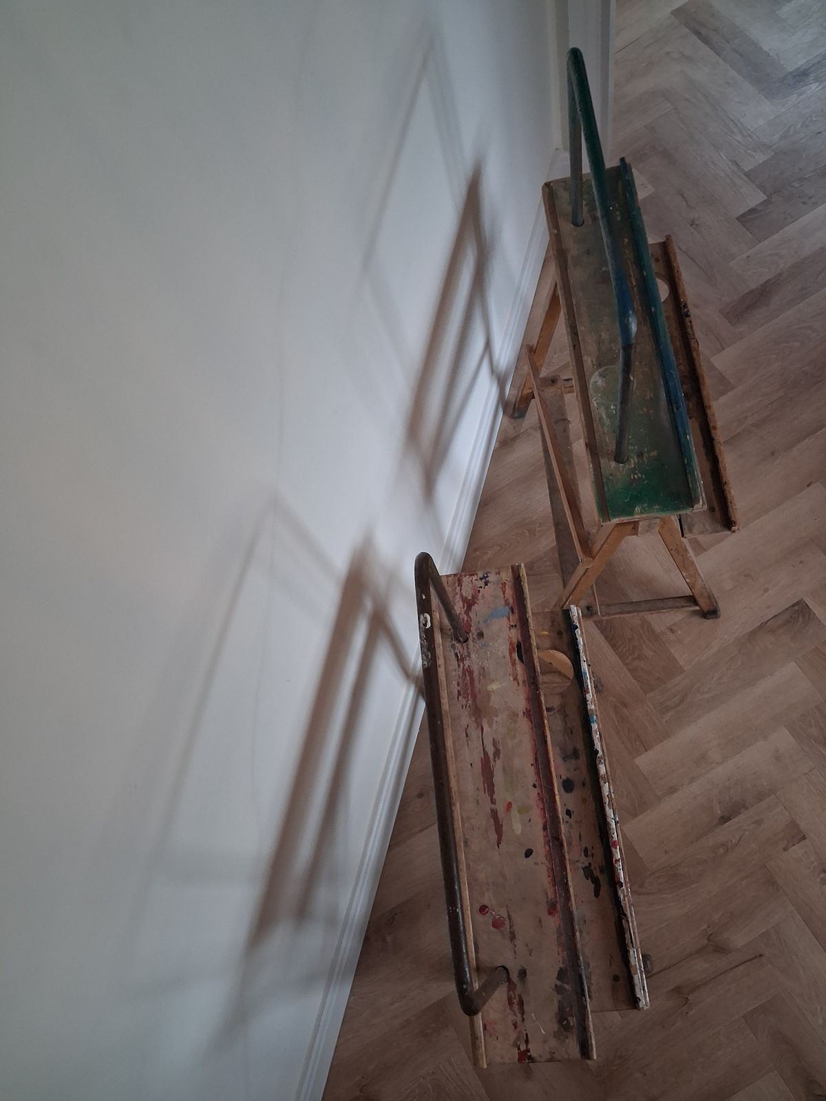 Pair Of Vintage British School Art Easels. 1960s   Wood & Tubular Steel photo vinterior