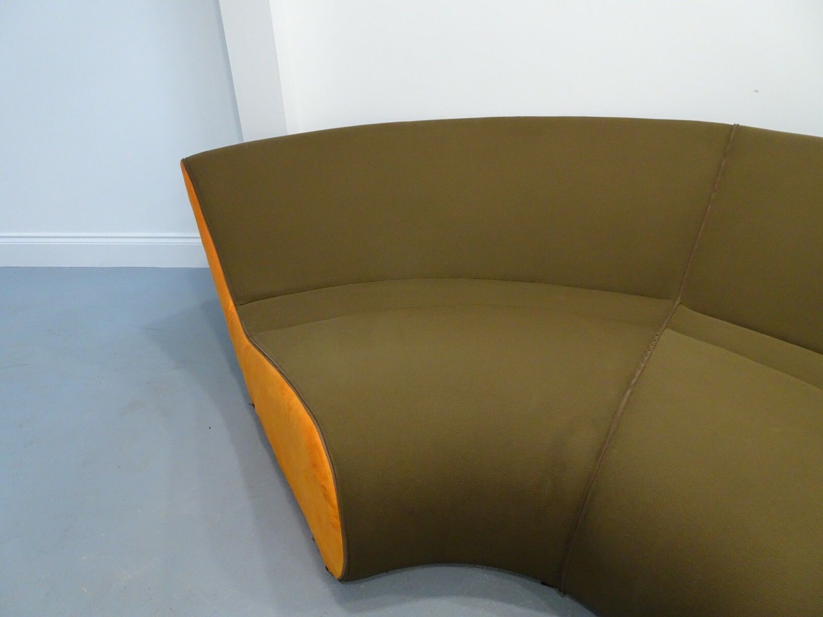 Walter Knoll Small Circle Reception Seating In Brown Fabric With Orange Unique photo 5280.0