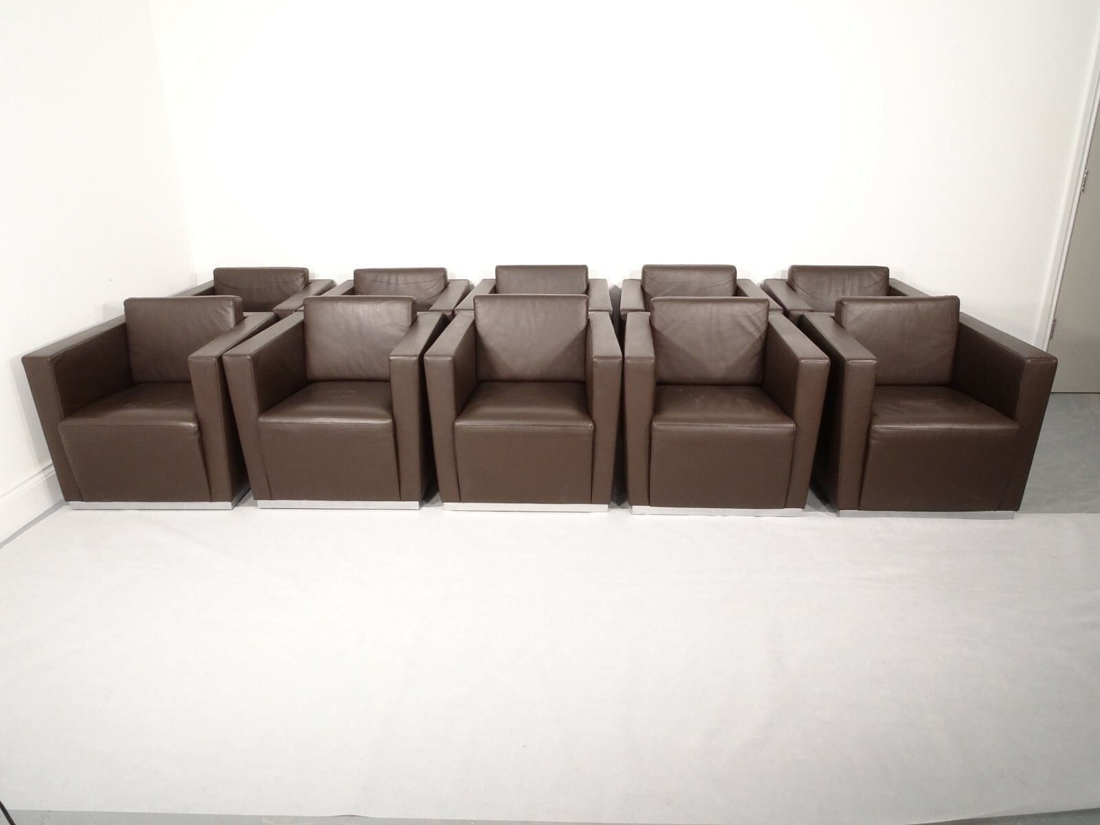 A Set Of Walter Knoll Elton Chairs  In Premium Chocolate Brown Leather photo for sale