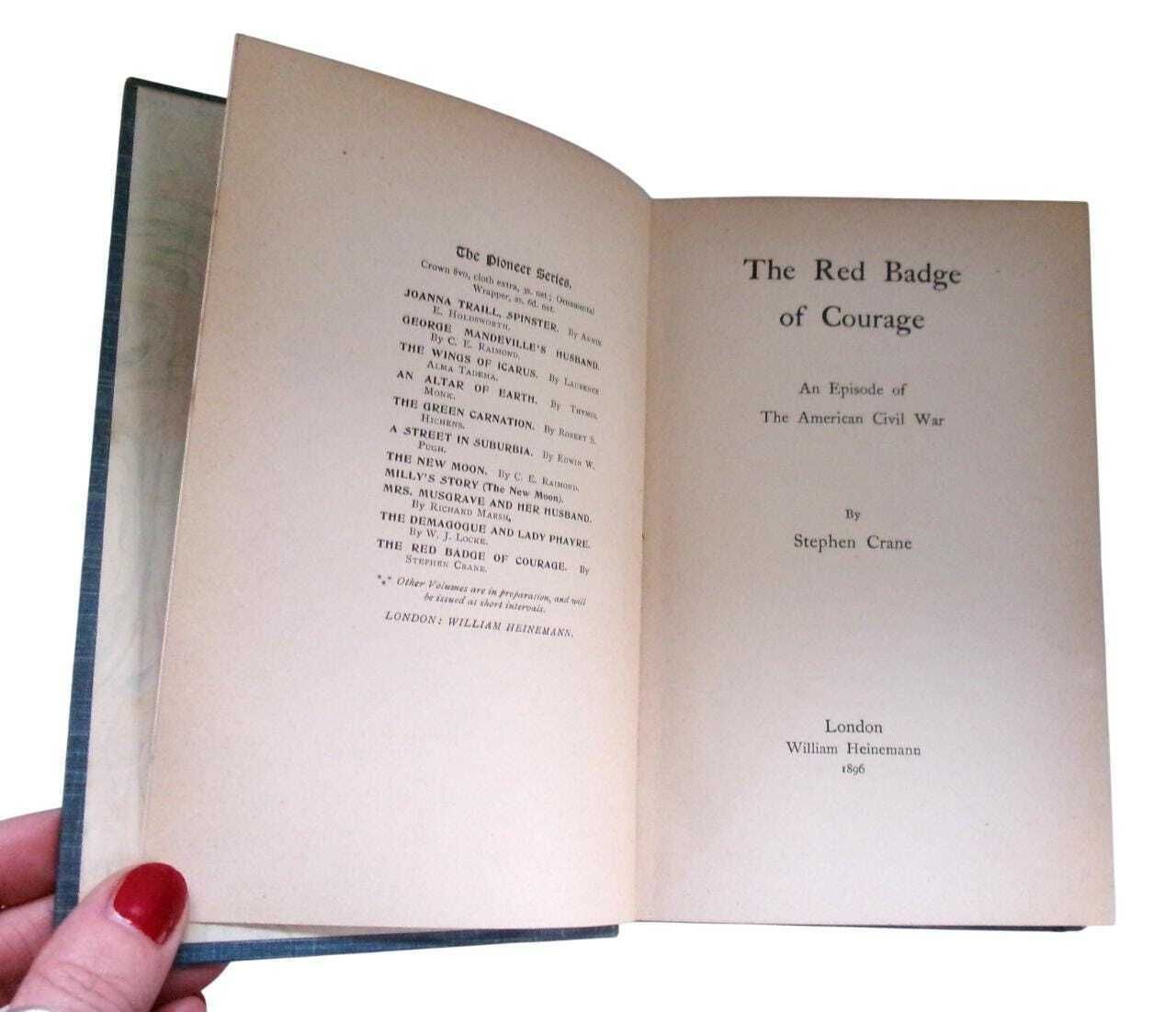 1896 Stephen Crane The Red Badge Of Courage, 1st Uk Edition, Civil War Novel, Victorian Book photo Home Decor