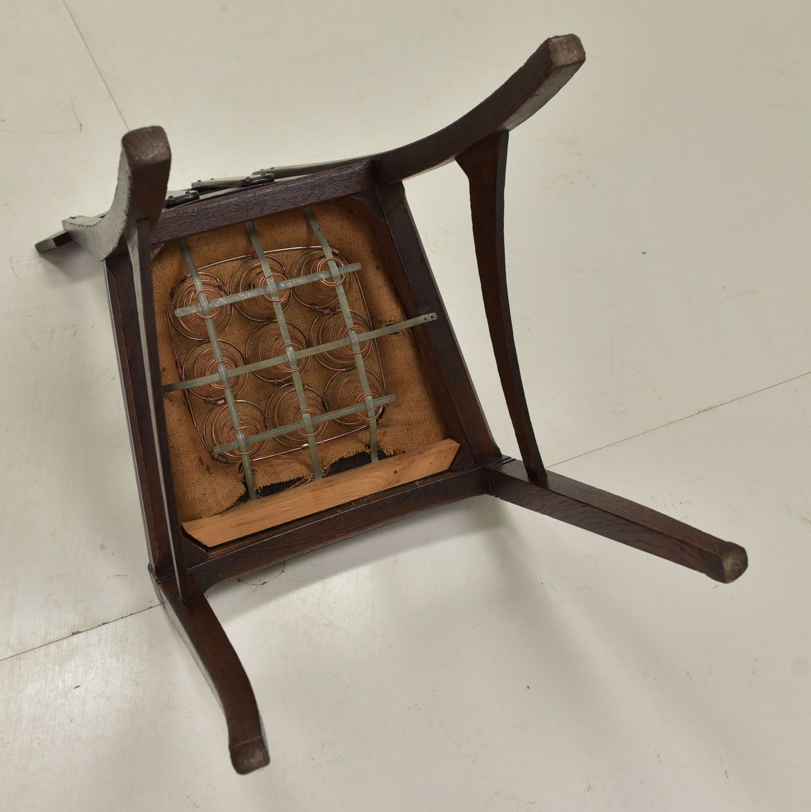 1721.0 Antique! Set Of 6 Art Nouveau Chairs, Restored, Solid Oak, Faux Leather, Dining Room photo