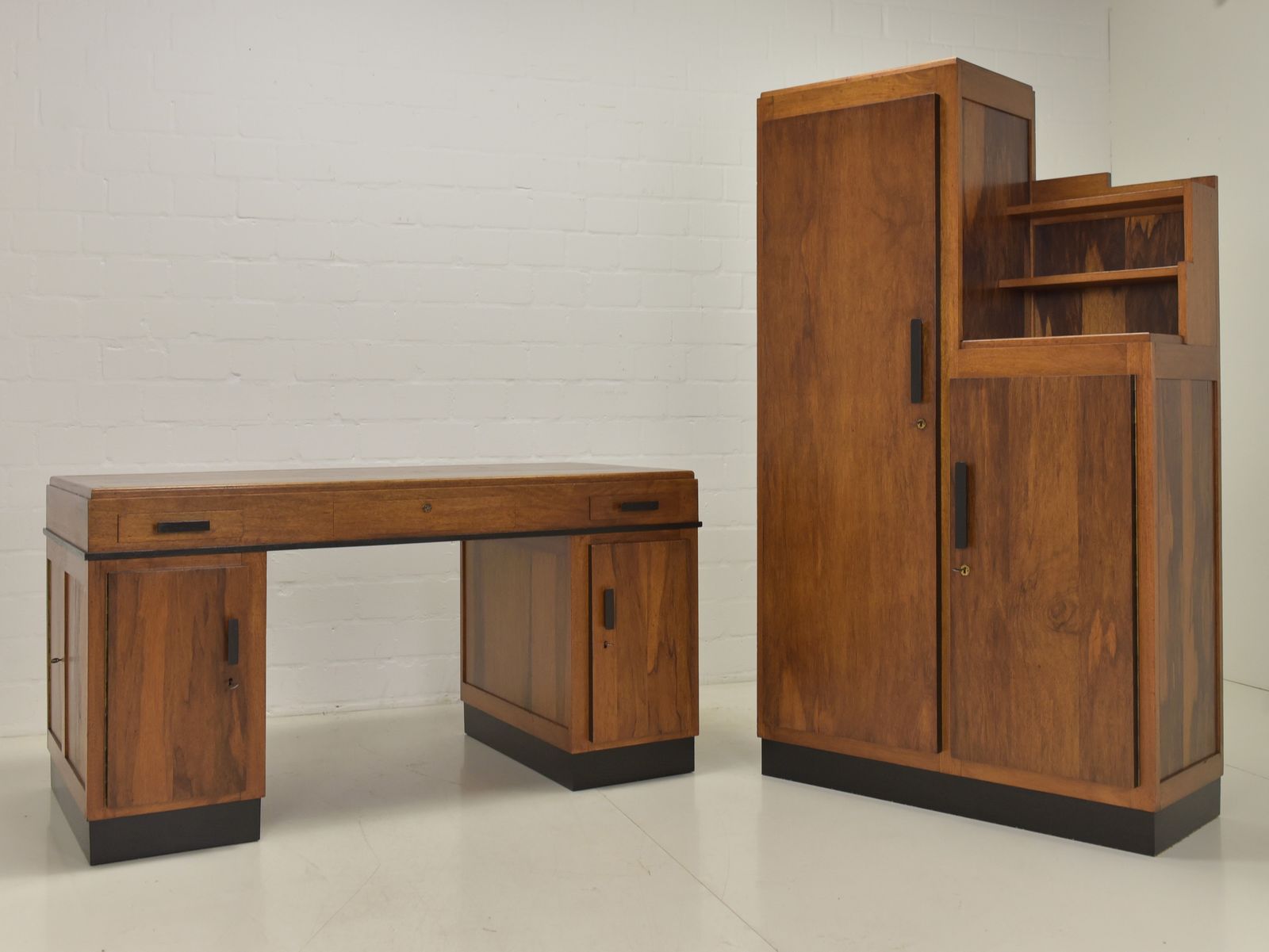 2034.0 Antique! Bauhaus Cabinet, Restored; Filing Cabinet; Art Deco Office; Matching Desk photo