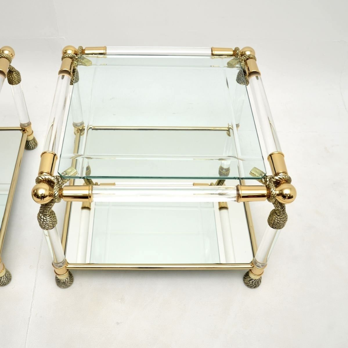 photo furniture Pair Of Vintage Spanish Acrylic And Glass Side Tables By Curvasa