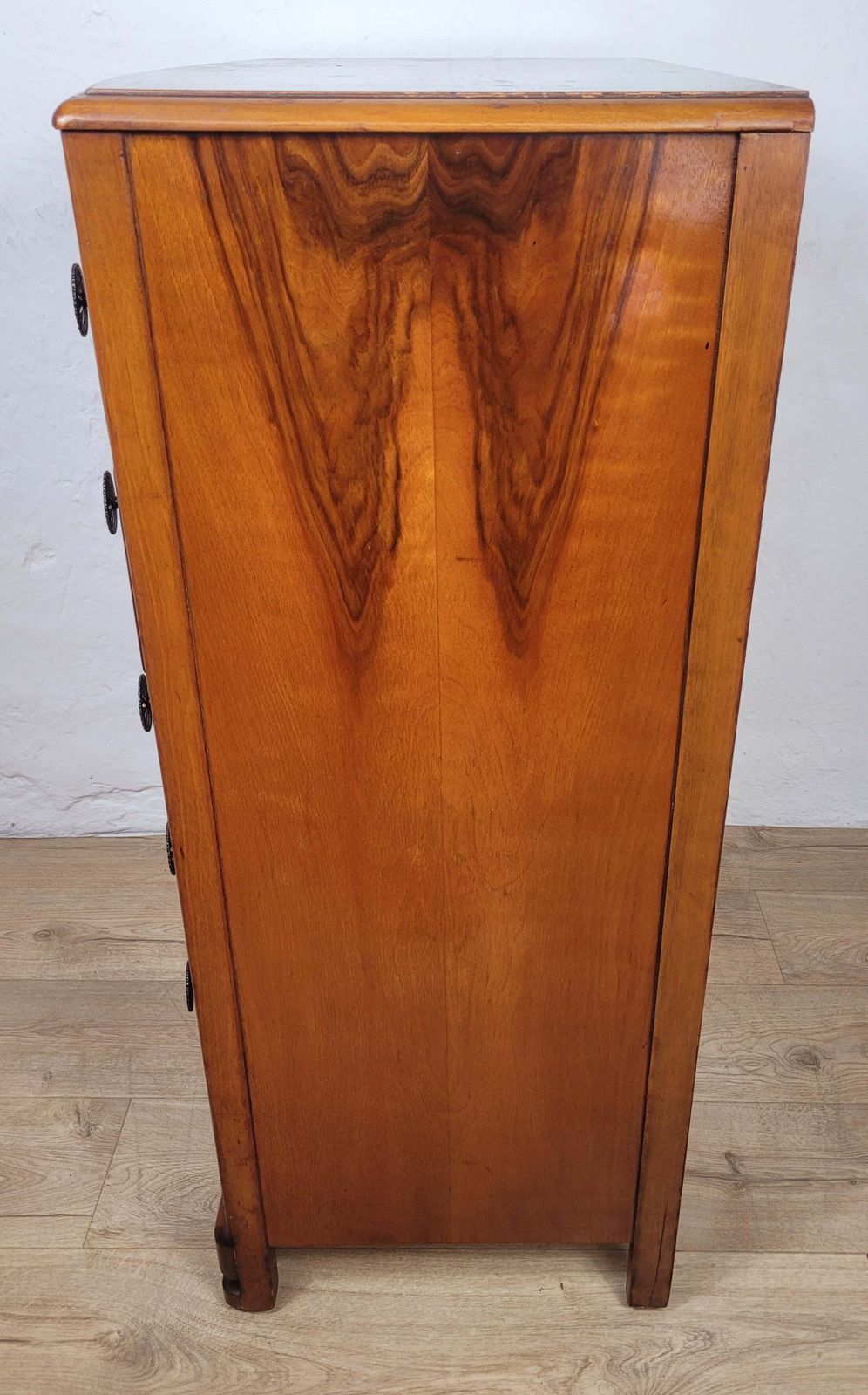 620.0 Vintage Chest Of Drawers Walnut 1960s Bow Front English photo