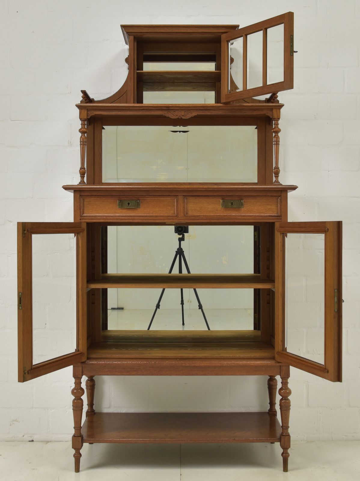 Antique! Restored Solid Oak Display Cabinet, Salon Cabinet, Vertiko, Art Nouveau photo for sale