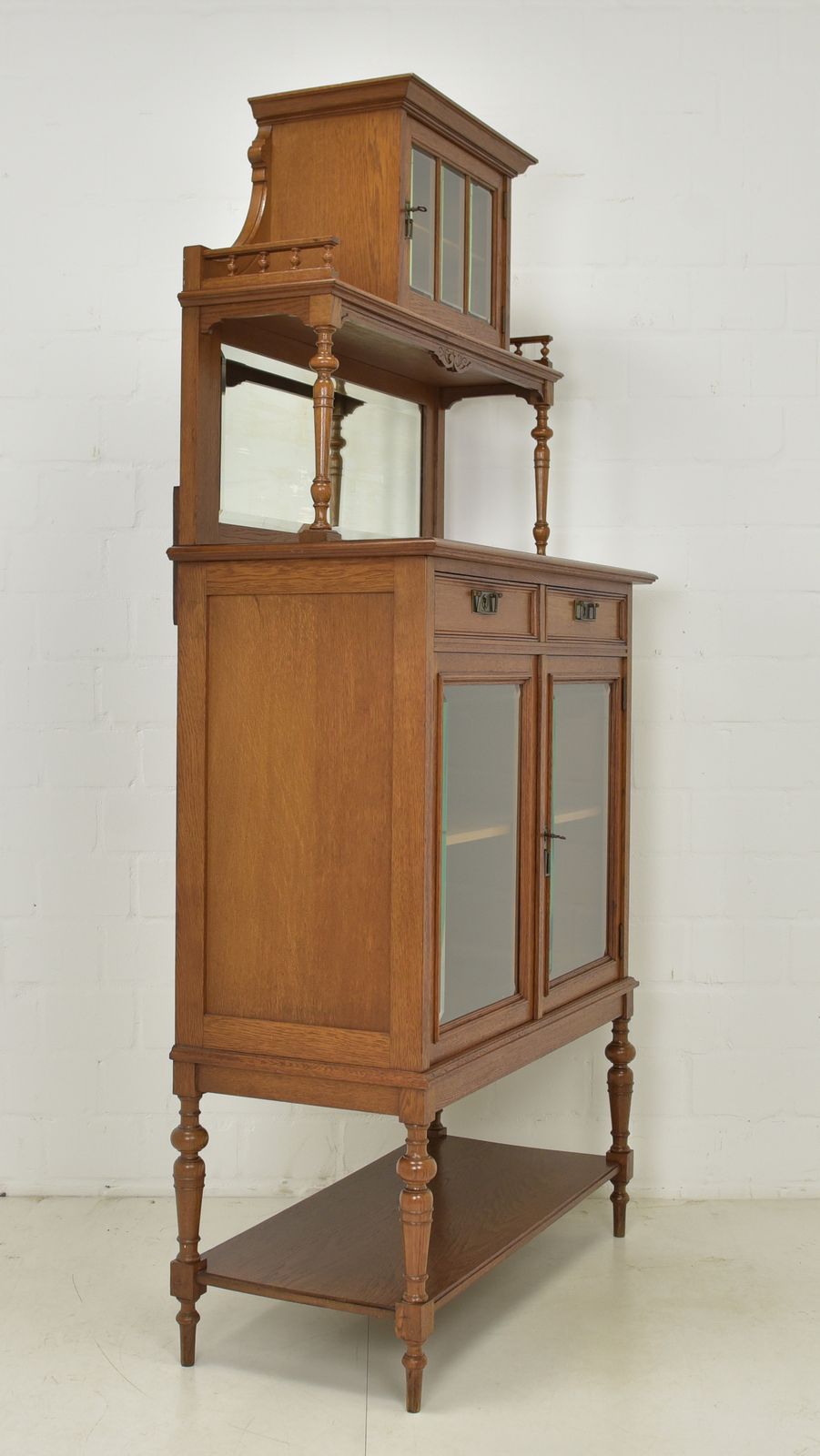 Furniture Antique! Restored Solid Oak Display Cabinet, Salon Cabinet, Vertiko, Art Nouveau photo