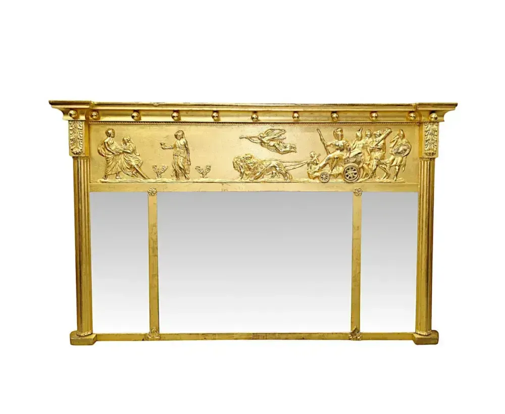 A Gorgeous 19th Century Small Giltwood Compartmental Overmantel Mirror