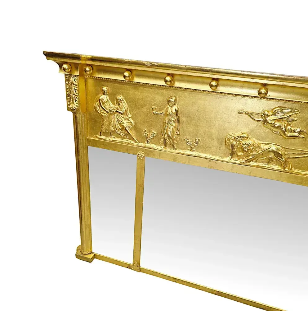 A Gorgeous 19th Century Small Giltwood Compartmental Overmantel Mirror photo for sale