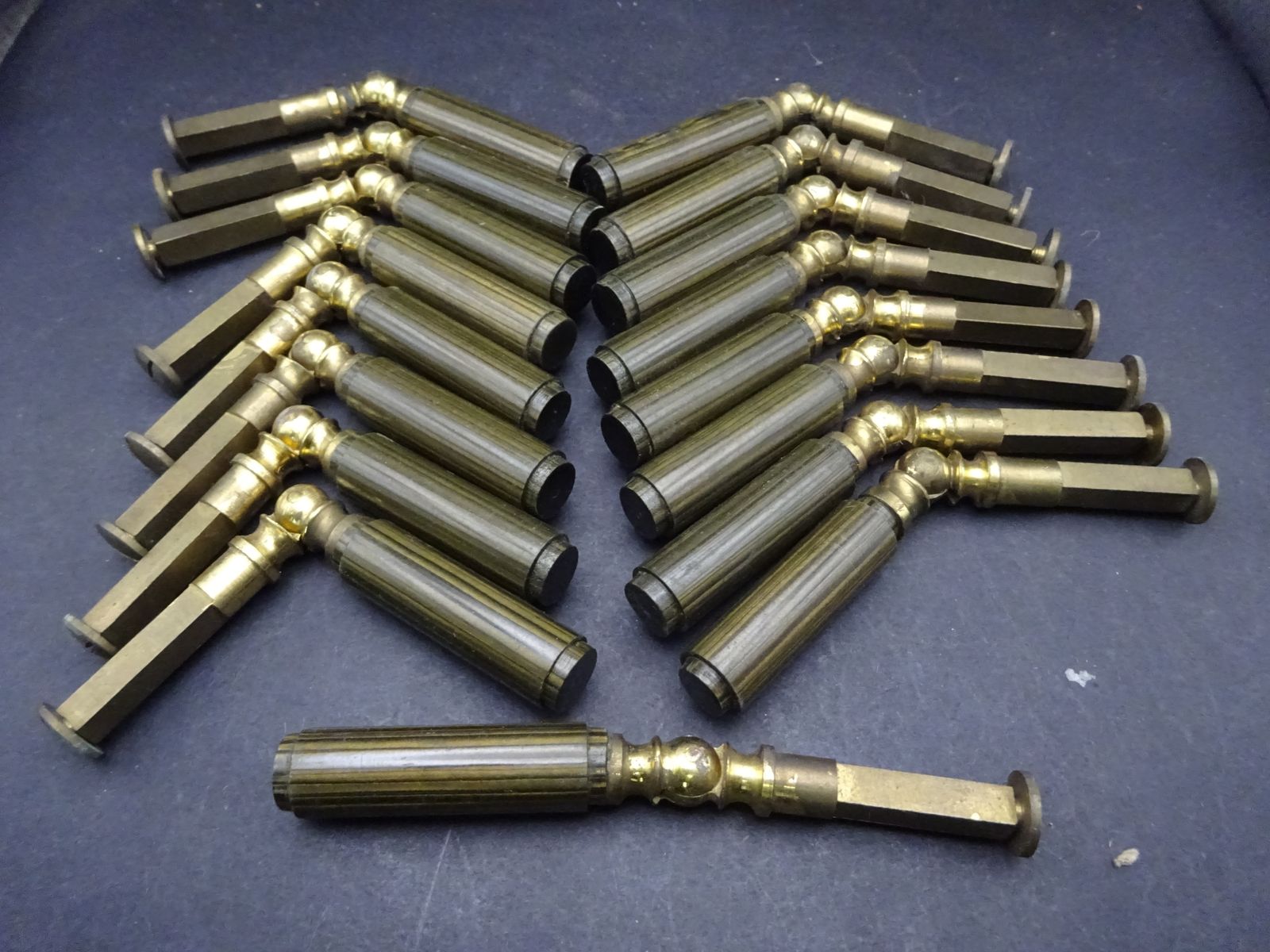 17 Reclaimed Art Deco Cabinet Drawer Drop Pulls. Rare Find