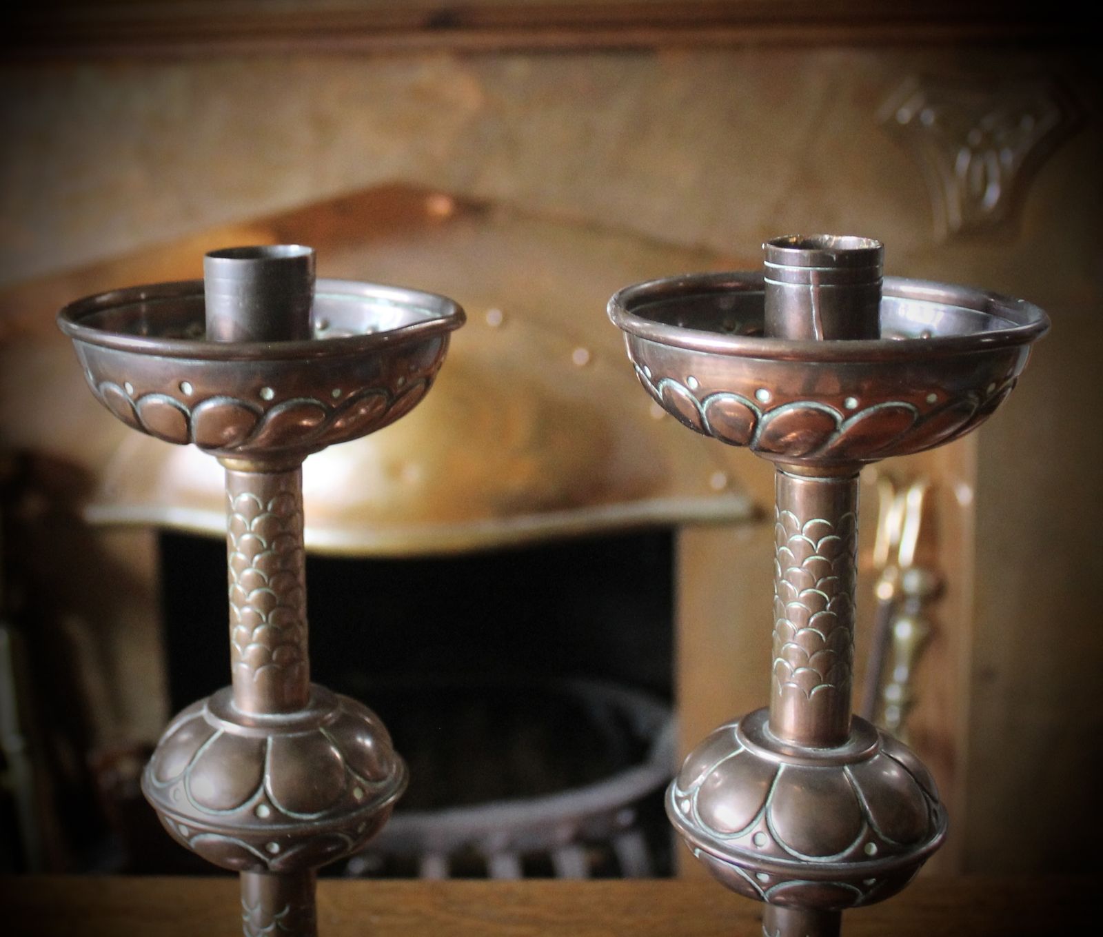 Arts And Crafts Pair Of Copper Candlesticks, Circa 1900 photo 300.0