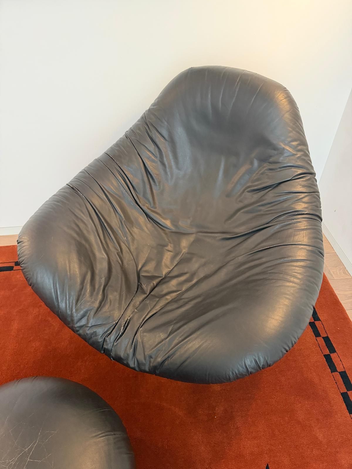 Mid Century Rodica Lounge Chair Set Black Leather photo 3610.0