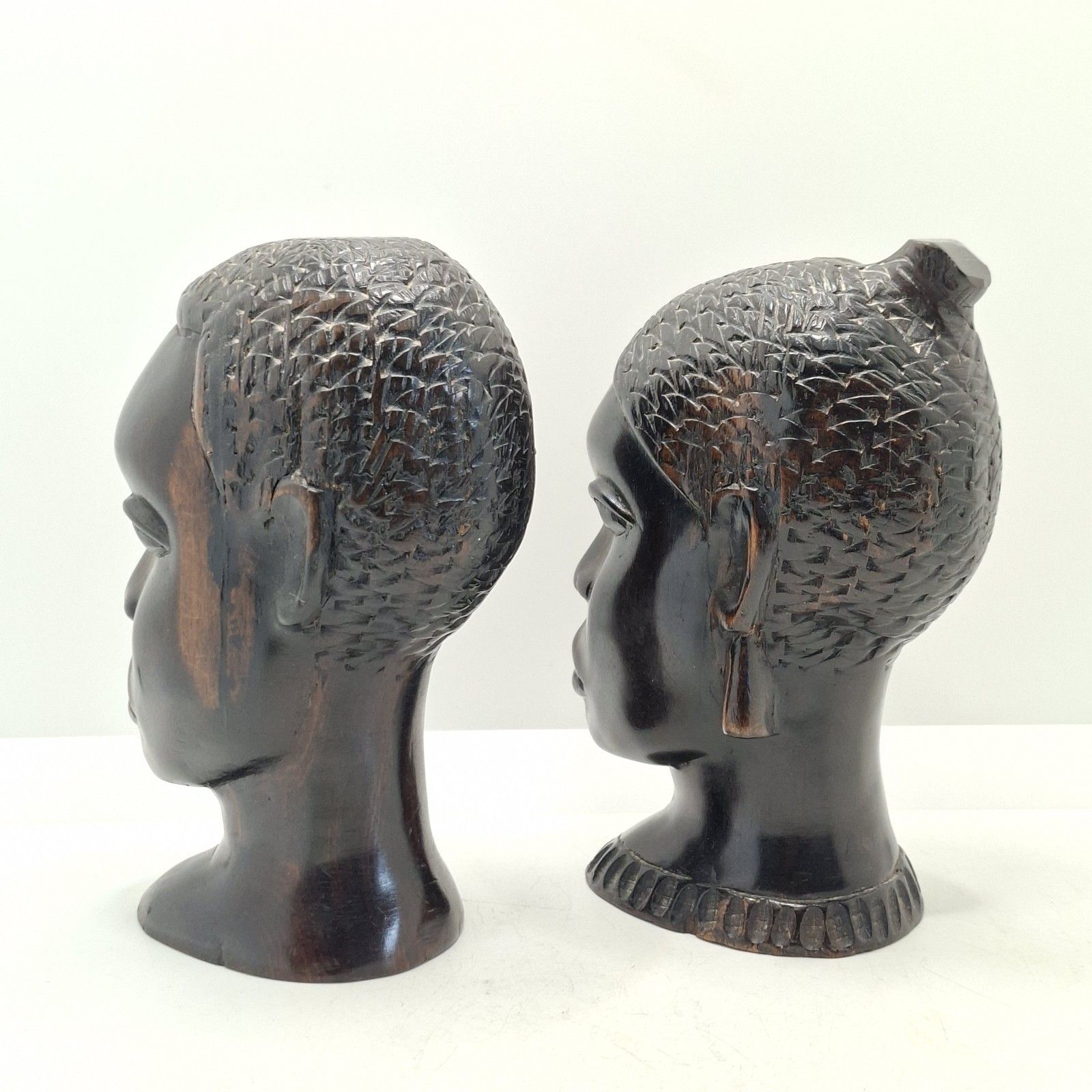 Collection Of African Carved Wood Busts Vintage Tribal Ethnographic Decor photo buy