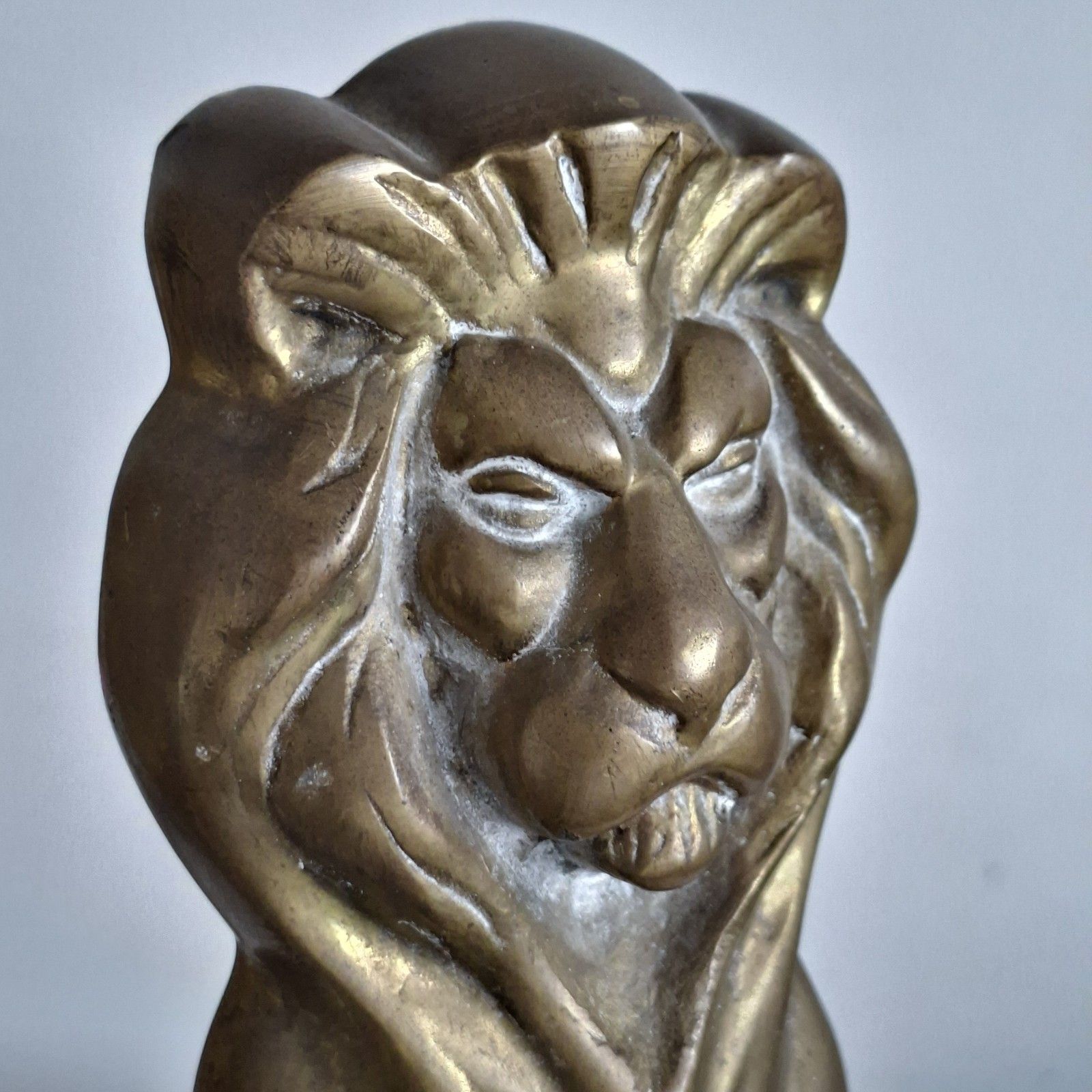 Pair Of Large Victorian Brass Fire Dogs Andirons Lion Antique Fireplace Decor photo for sale