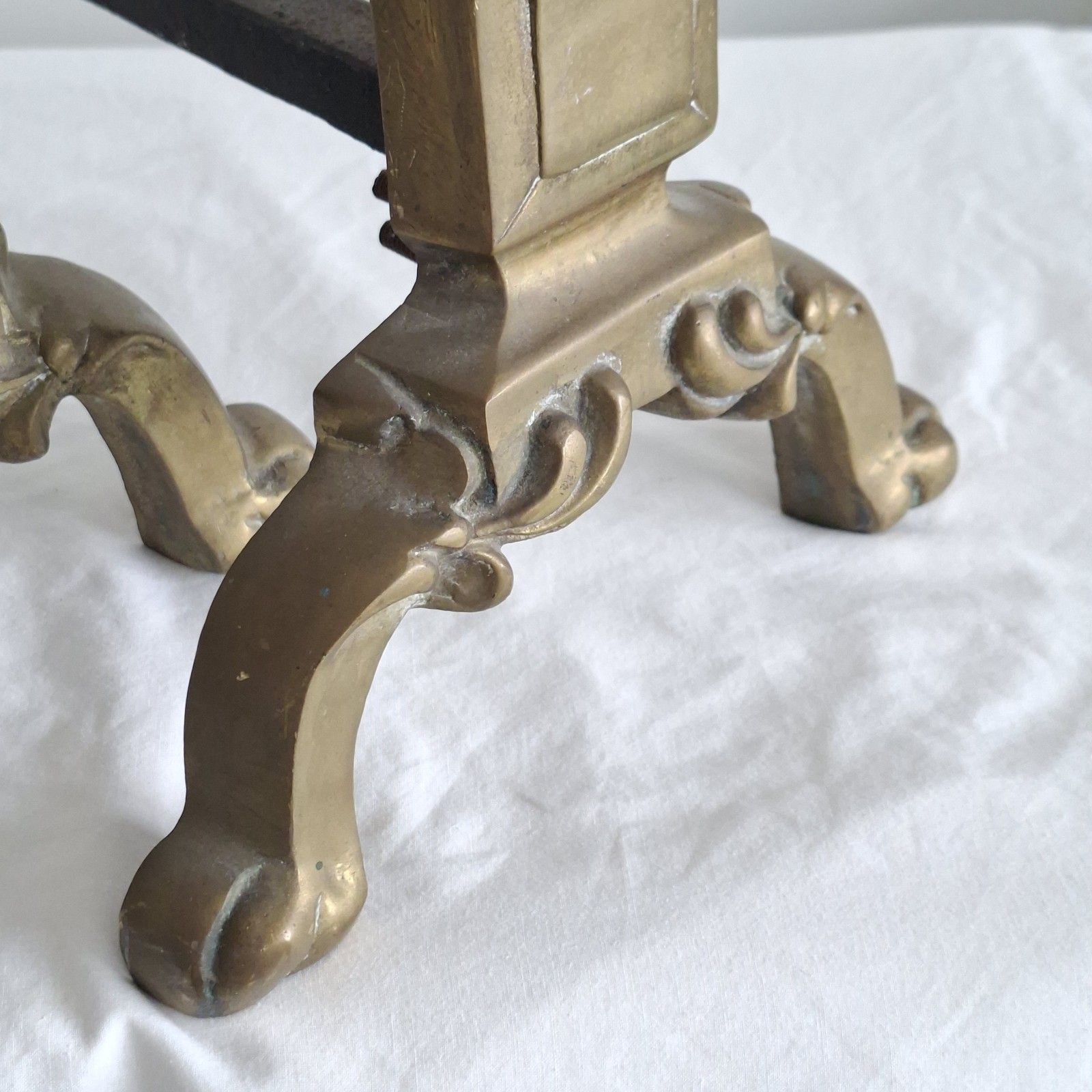 Pair Of Large Victorian Brass Fire Dogs Andirons Lion Antique Fireplace Decor photo buy
