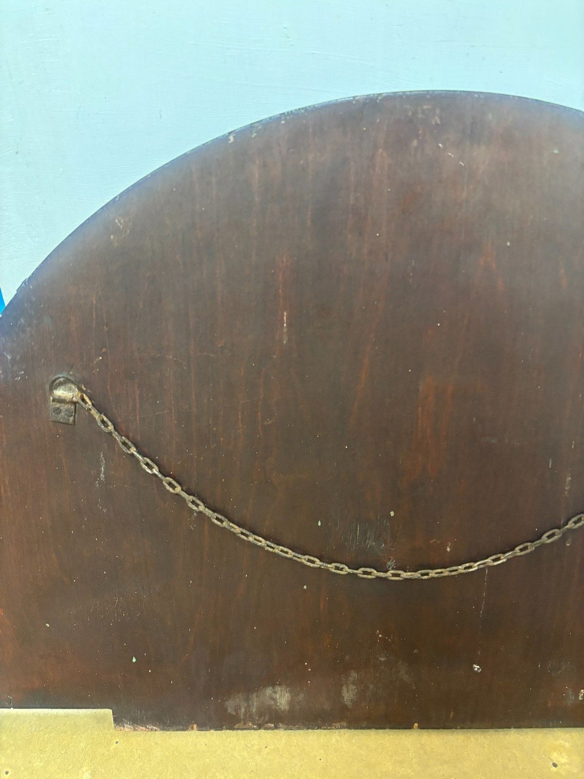 65.0 Art Deco Half Moon Wall Mirror With Wooden Sides As Found photo