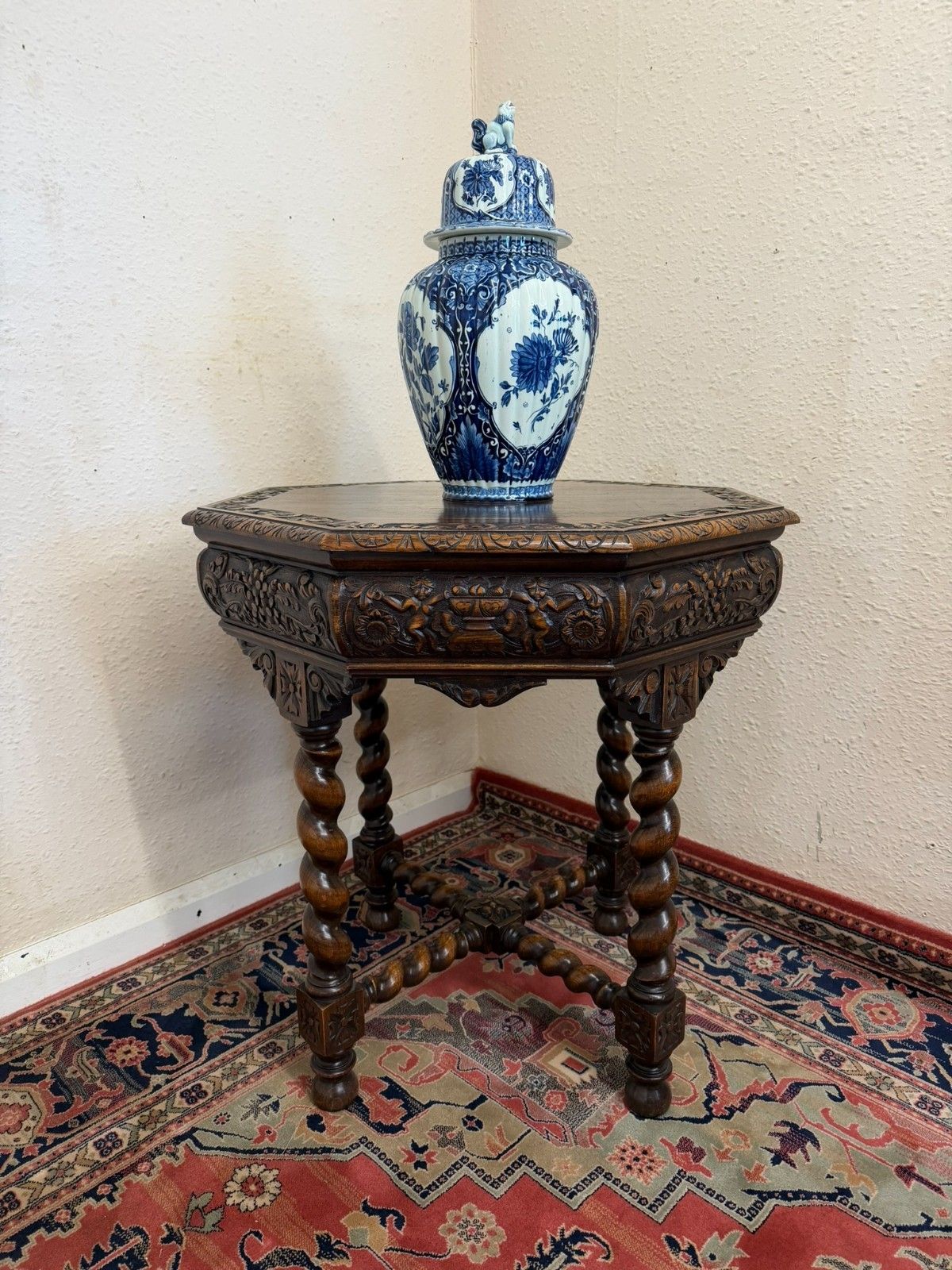 Victorian Octangonal Carved Oak Centre Table/Accent Table Circa 1900 photo furniture