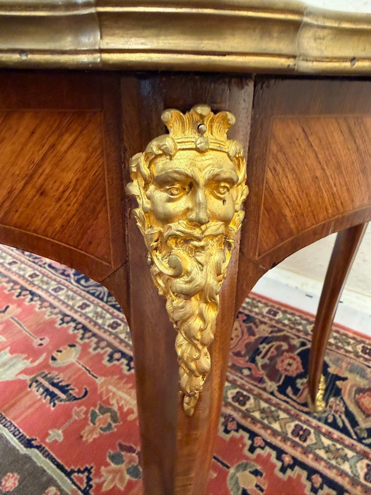 photo buy Quality French Kingwood Marble Top Accent Table Circa 1950