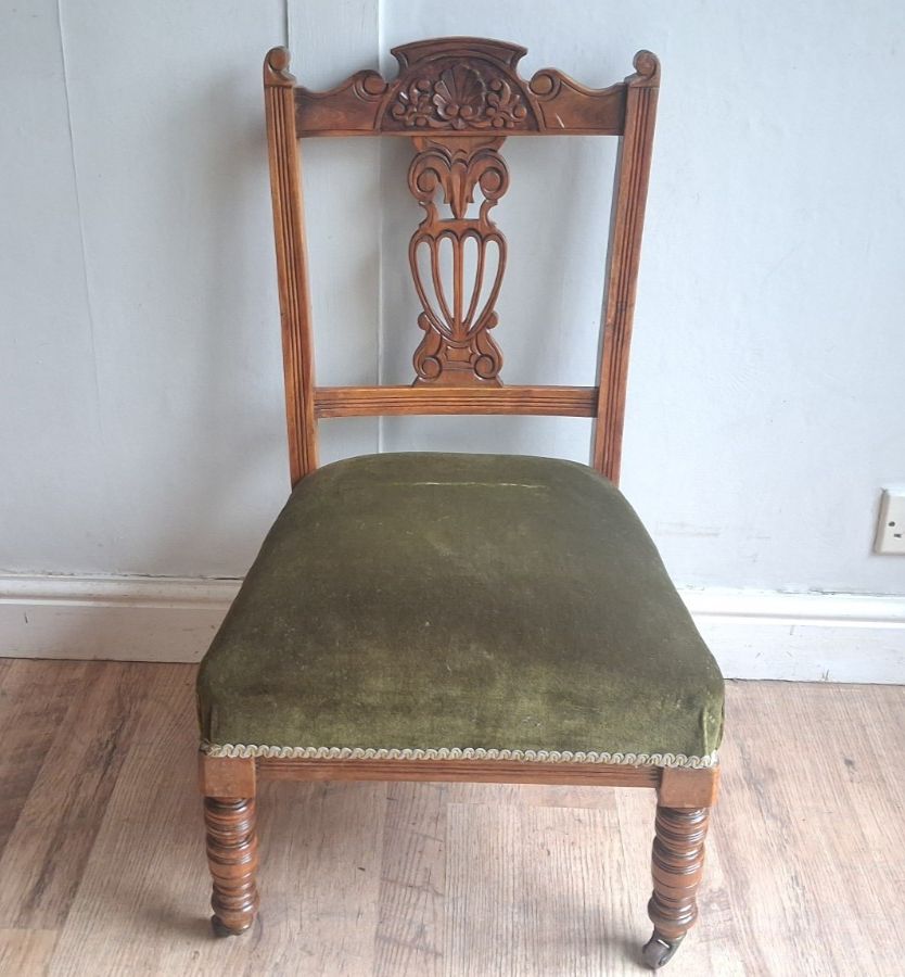 Quaint Victorian Circa 1890 Mahogany Upholstered Bedroom /Nursing /General Chair photo buy