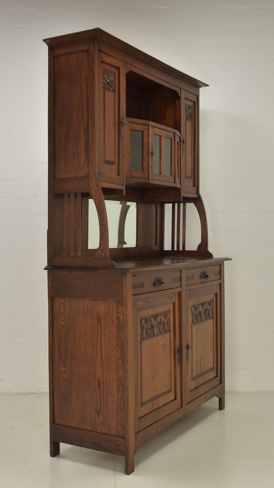 Furniture Antique! Restored Art Nouveau/Art Deco Buffet Cabinet, Circa 1920, Solid Oak photo
