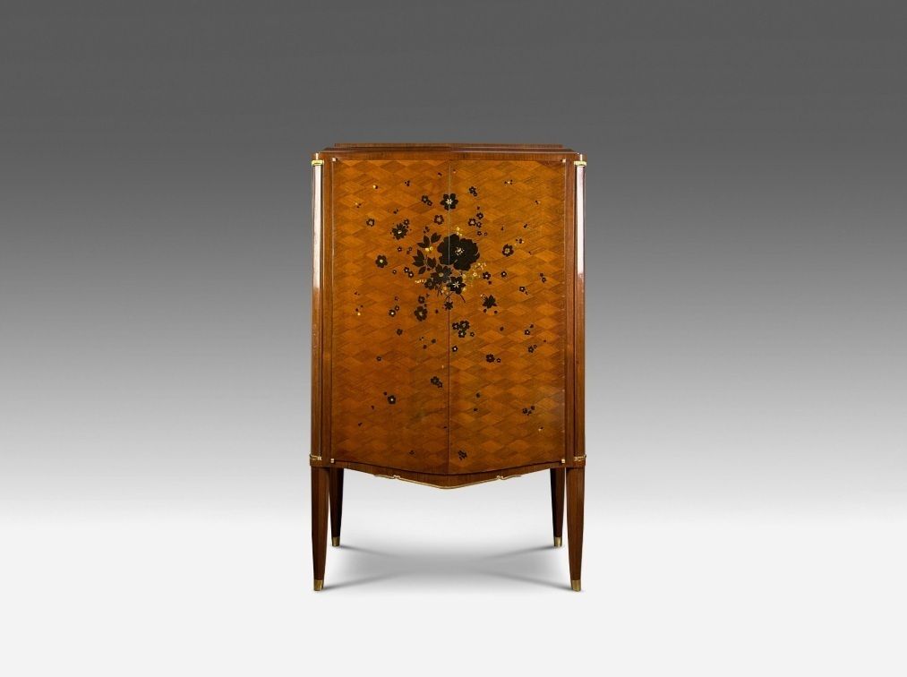 Jules Leleu Art Deco Cabinet With Floral Marquetry In Ebony And Mother Of Pearl photo furniture