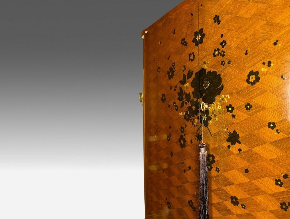 Jules Leleu Art Deco Cabinet With Floral Marquetry In Ebony And Mother Of Pearl photo Furniture