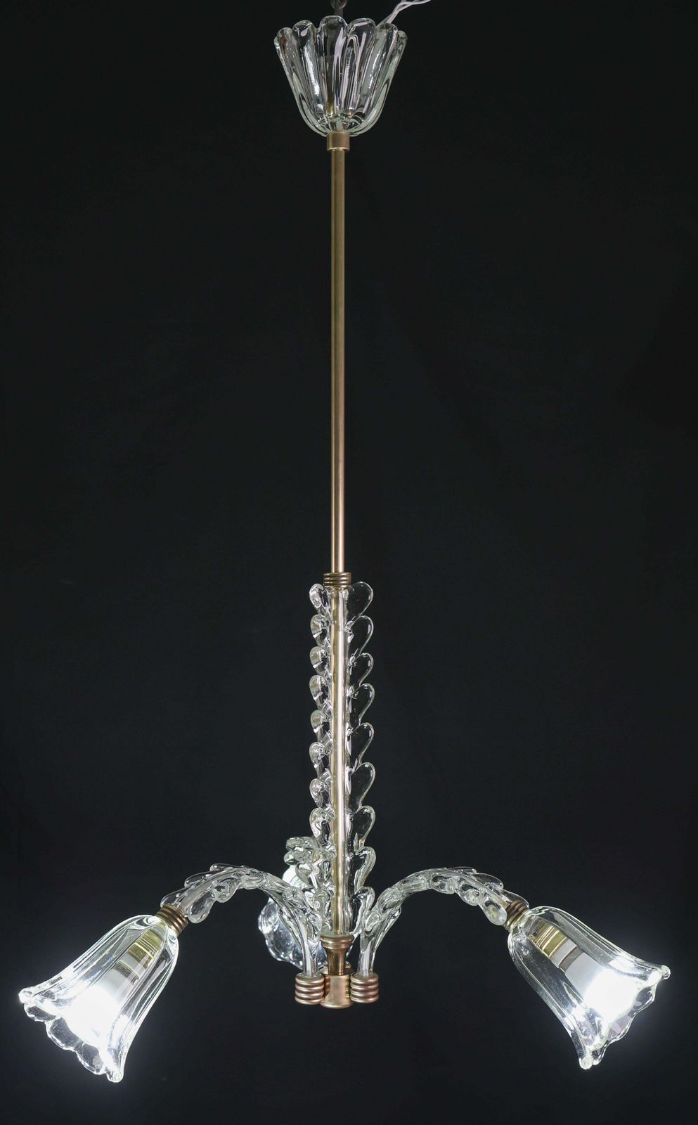 Charming Art Decò Chandelier By Barovier E Toso, 1940s photo Lighting