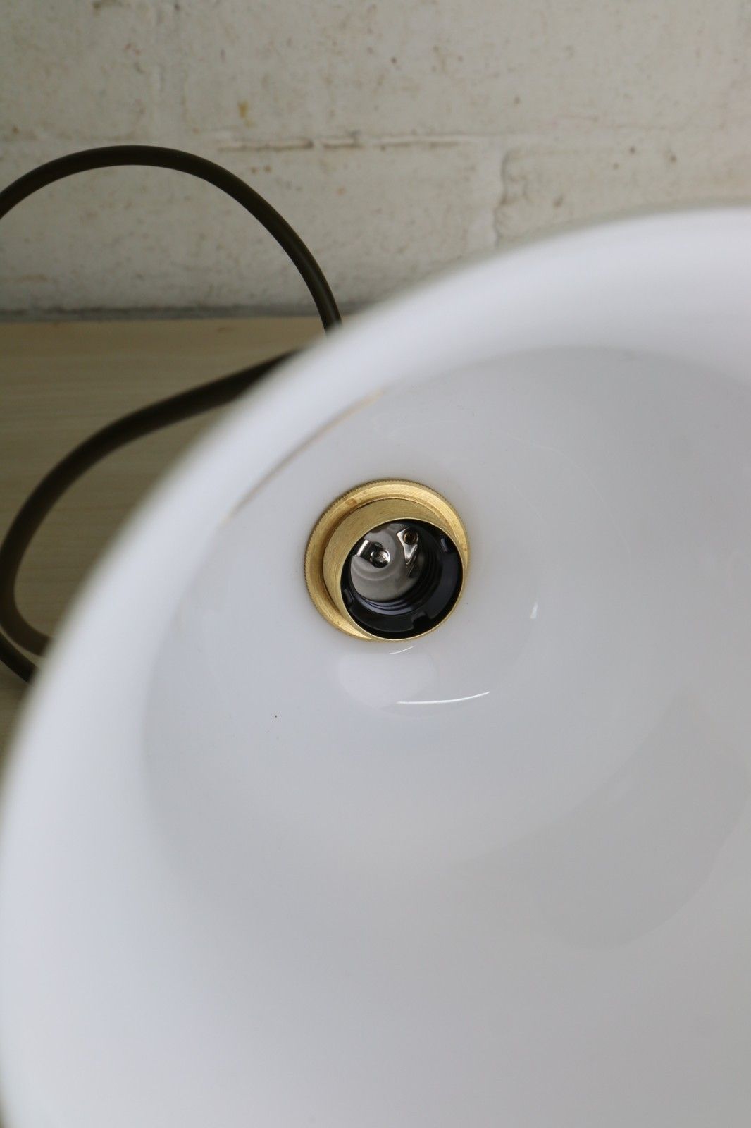 photo for sale Ceiling Light A Vintage Large French Cased Milk Glass Bell Pendant Ready To Hang