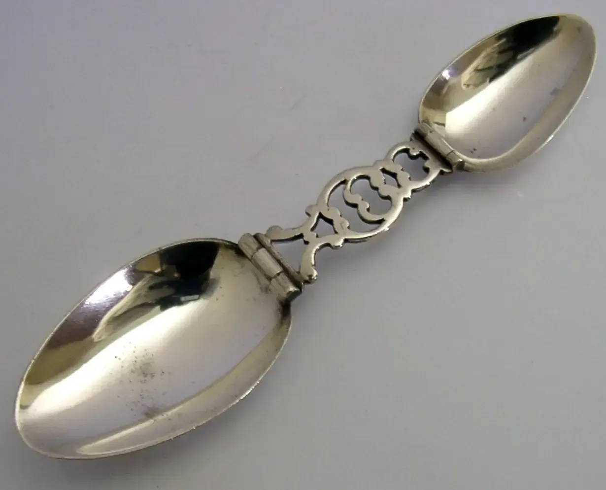 Unusual Sterling Silver Folding Medicine Spoon Medical Doctors Antique C1900