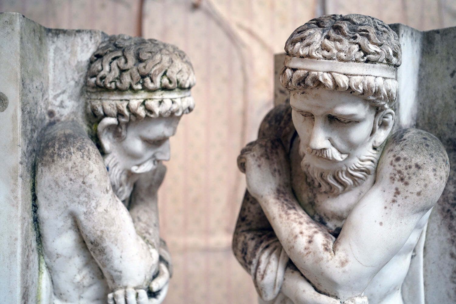 A Pair Of Early/Mid 20thc Italian Carved White Carrera Marble Atlantes Jambs C.1920 40