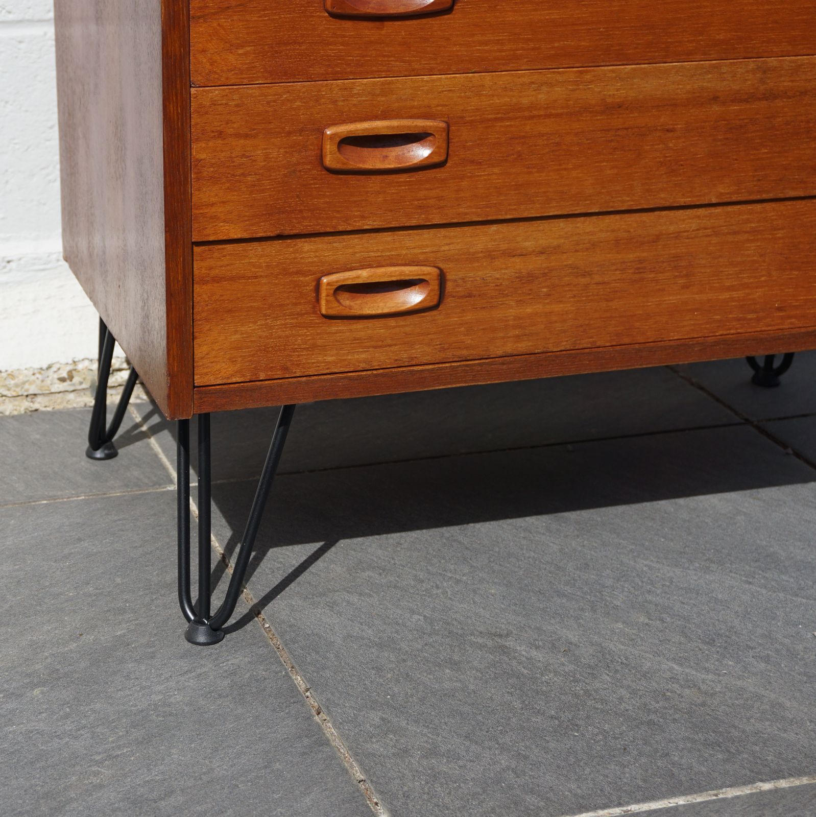 Refurbished Chest Of 4 Drawers On Hairpin Legs Mid Century Modern Wooden Office Storage photo Furniture