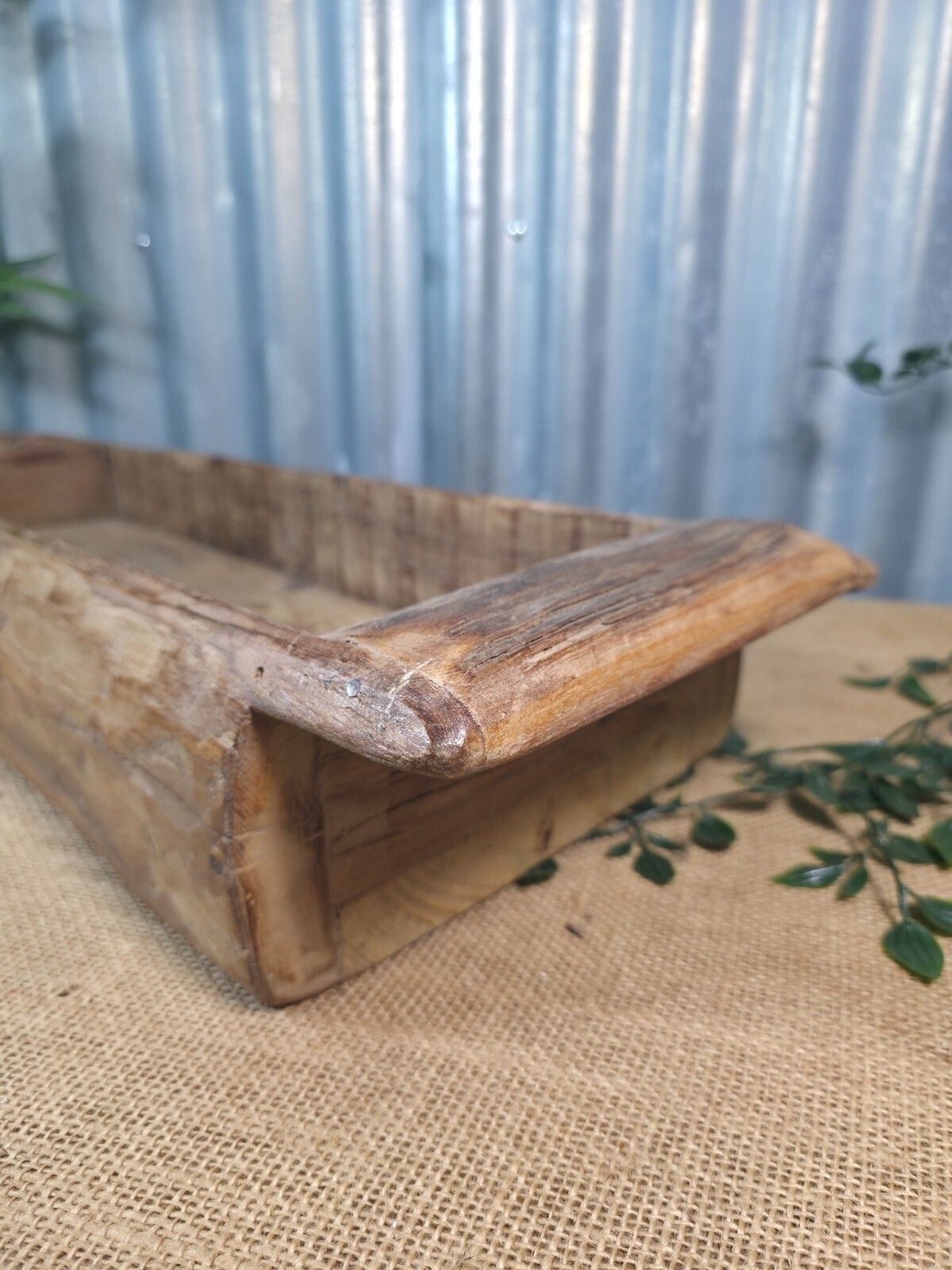 Vintage Rustic Wabi Sabi Hand Made Hardwood Wooden Trough photo 75.0