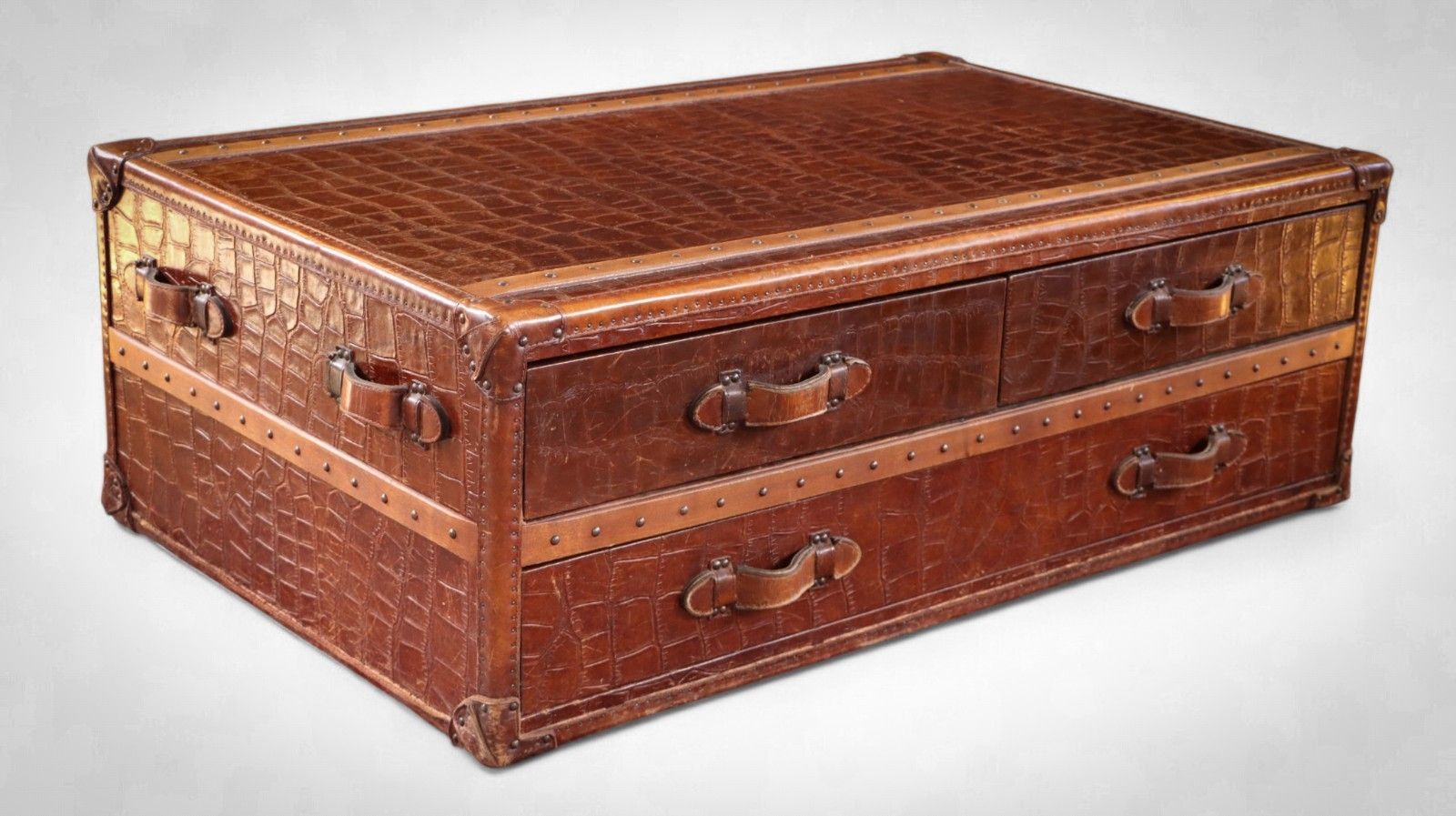 Stunning Timothy Oulton Stoneyhurst Large Leather Coffee Table Antique Whisky 🚚 photo furniture