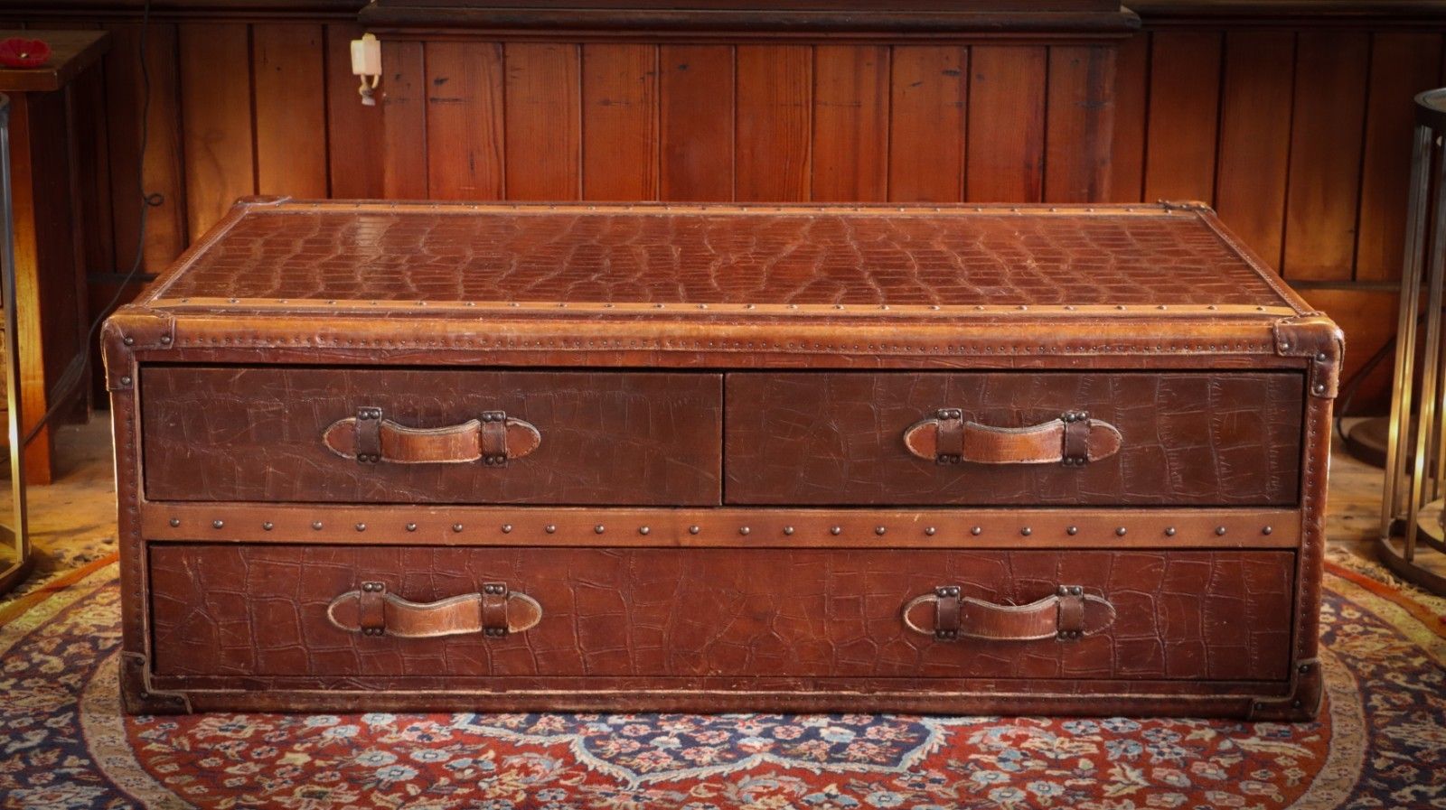 Stunning Timothy Oulton Stoneyhurst Large Leather Coffee Table Antique Whisky 🚚 photo 2499.0