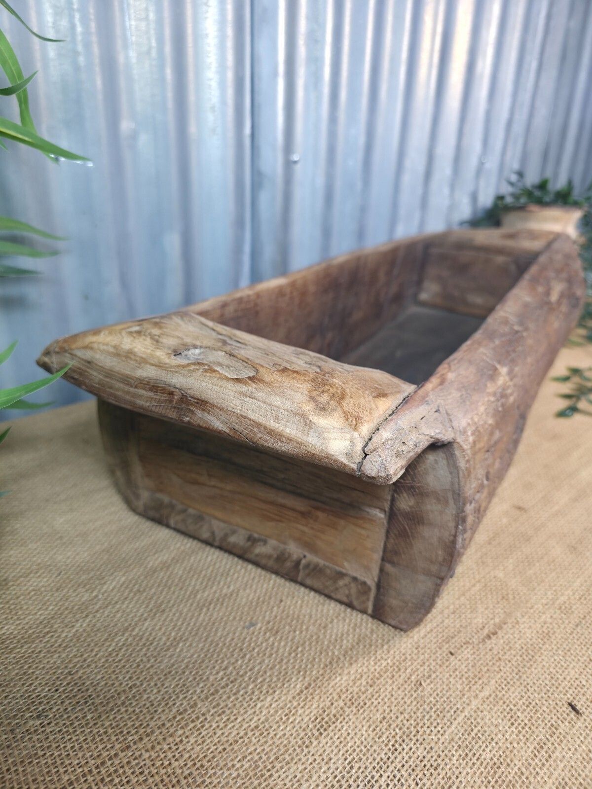 Vintage Rustic Wabi Sabi Hand Made Hardwood Wooden Trough photo 88.0