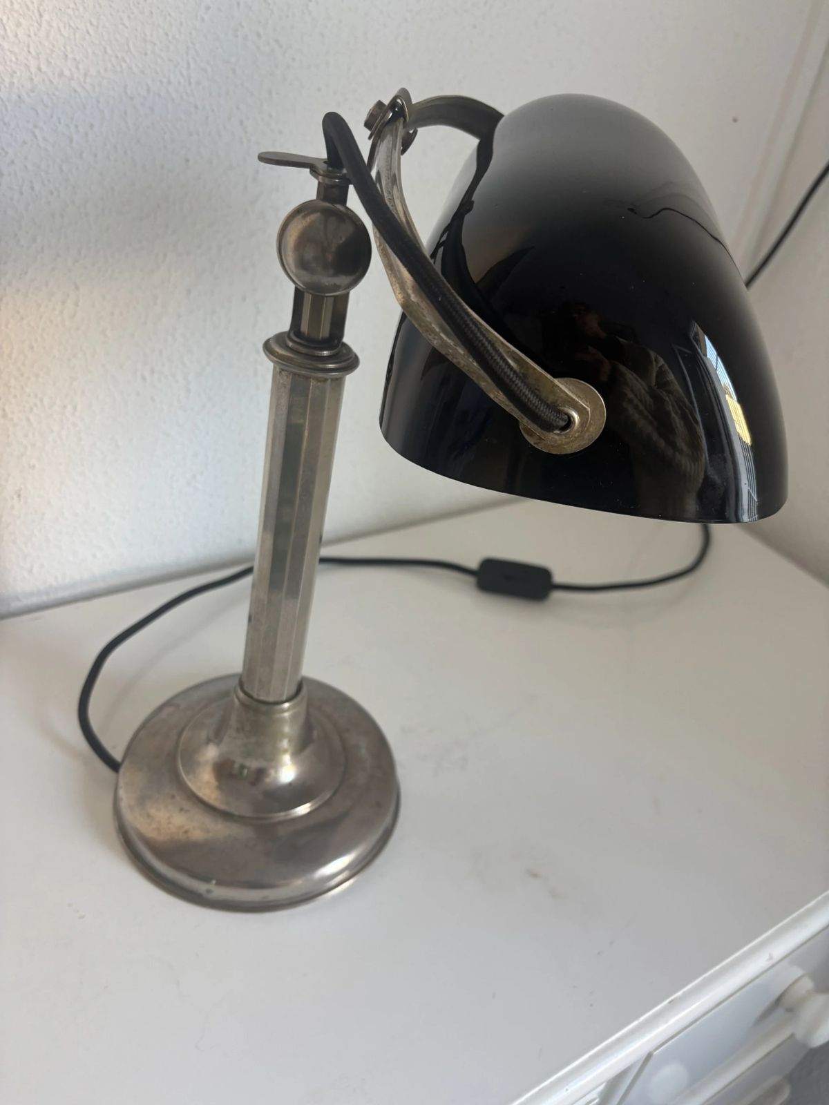 Vintage 1930s Pirouett Art Deco Lamp In Black Opaline Glass   45 Cm photo 239.0