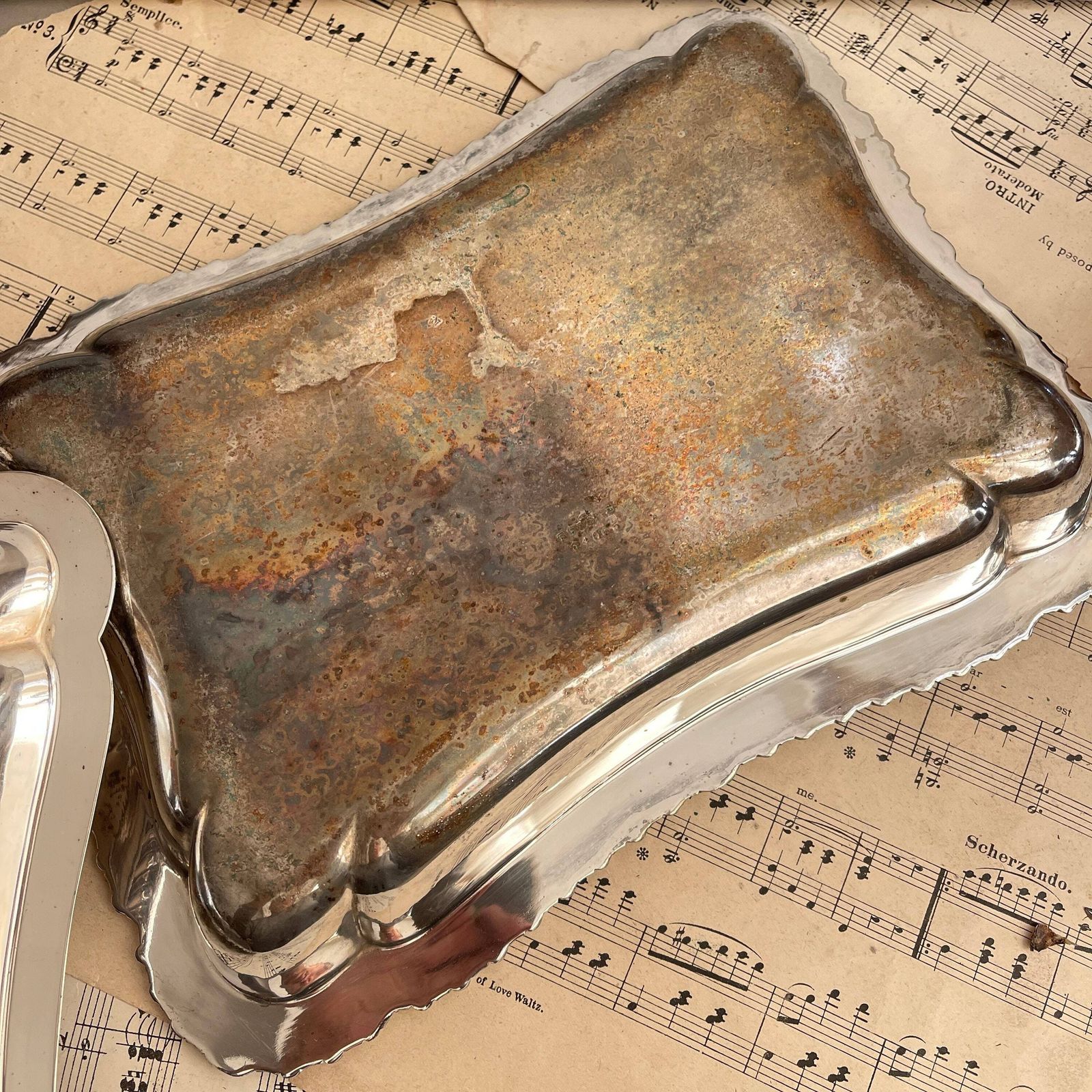 photo furniture Antique Silver Plated Lidded Tureen. Atkin Brothers. Shabby Chic. Entree Dish. Rectangular Serving Platter. Food Photo Prop