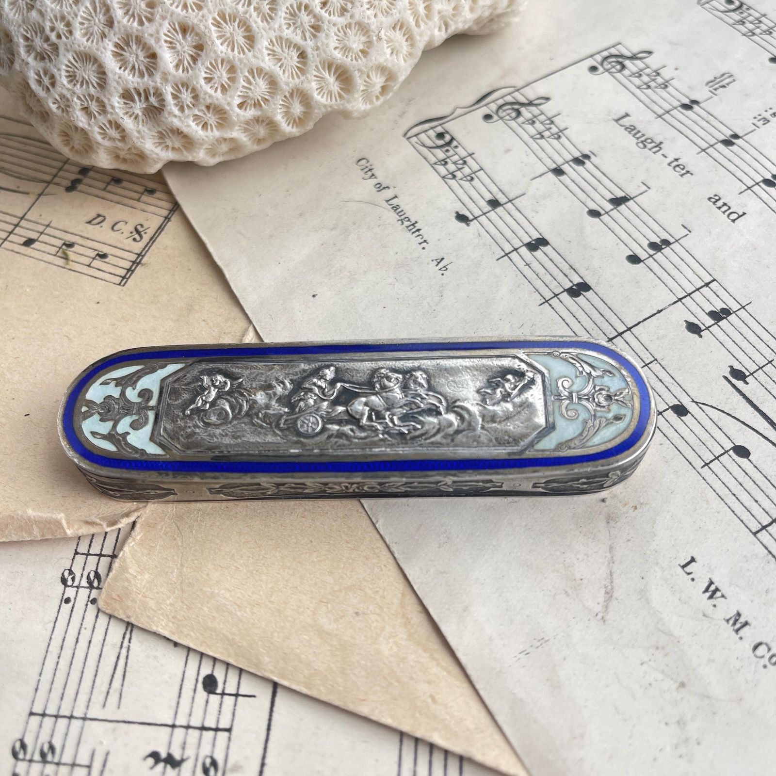 Antique French Silver Gilt And Enamel Box. Henri Lambin Paris Box