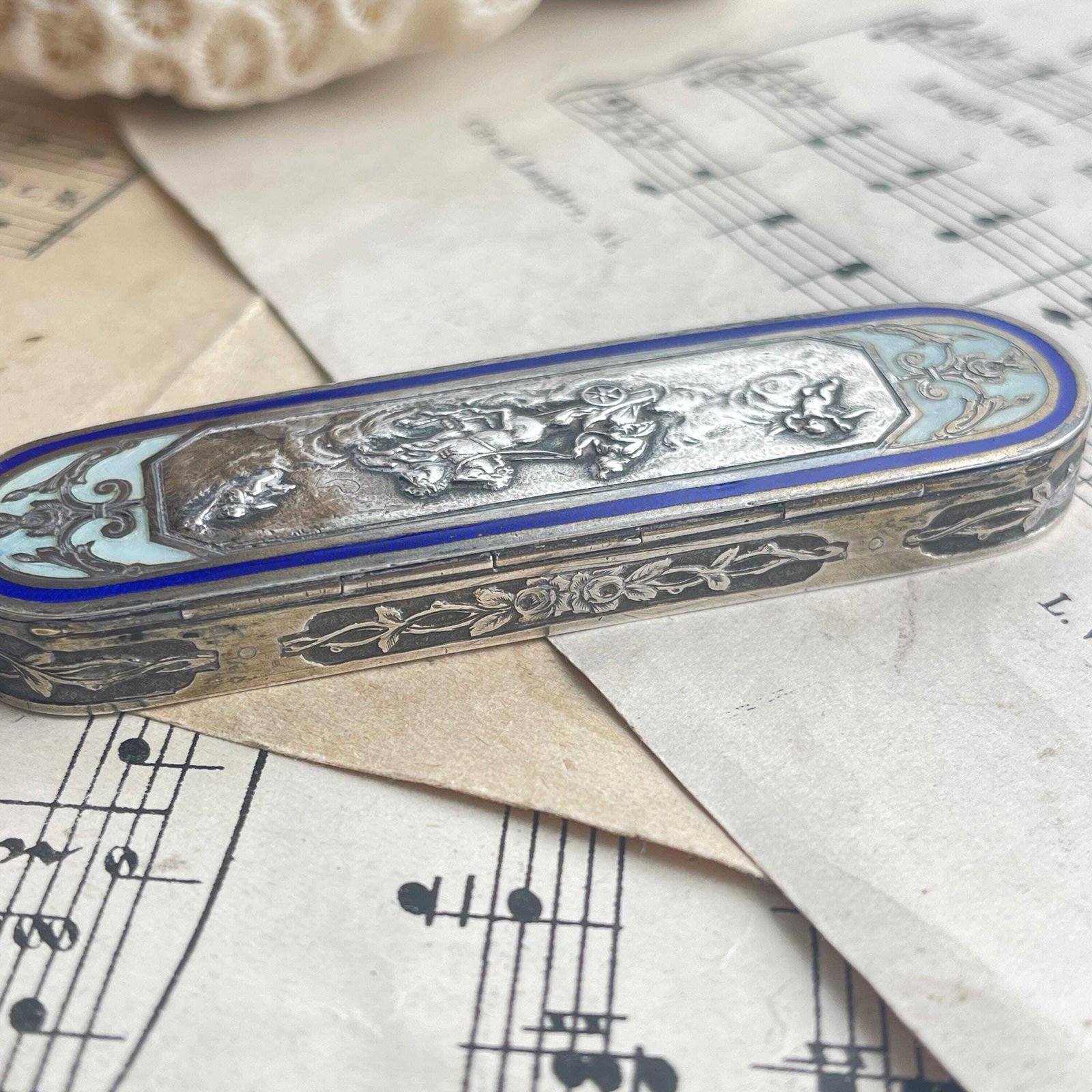 Antique French Silver Gilt And Enamel Box. Henri Lambin Paris Box photo 190.0