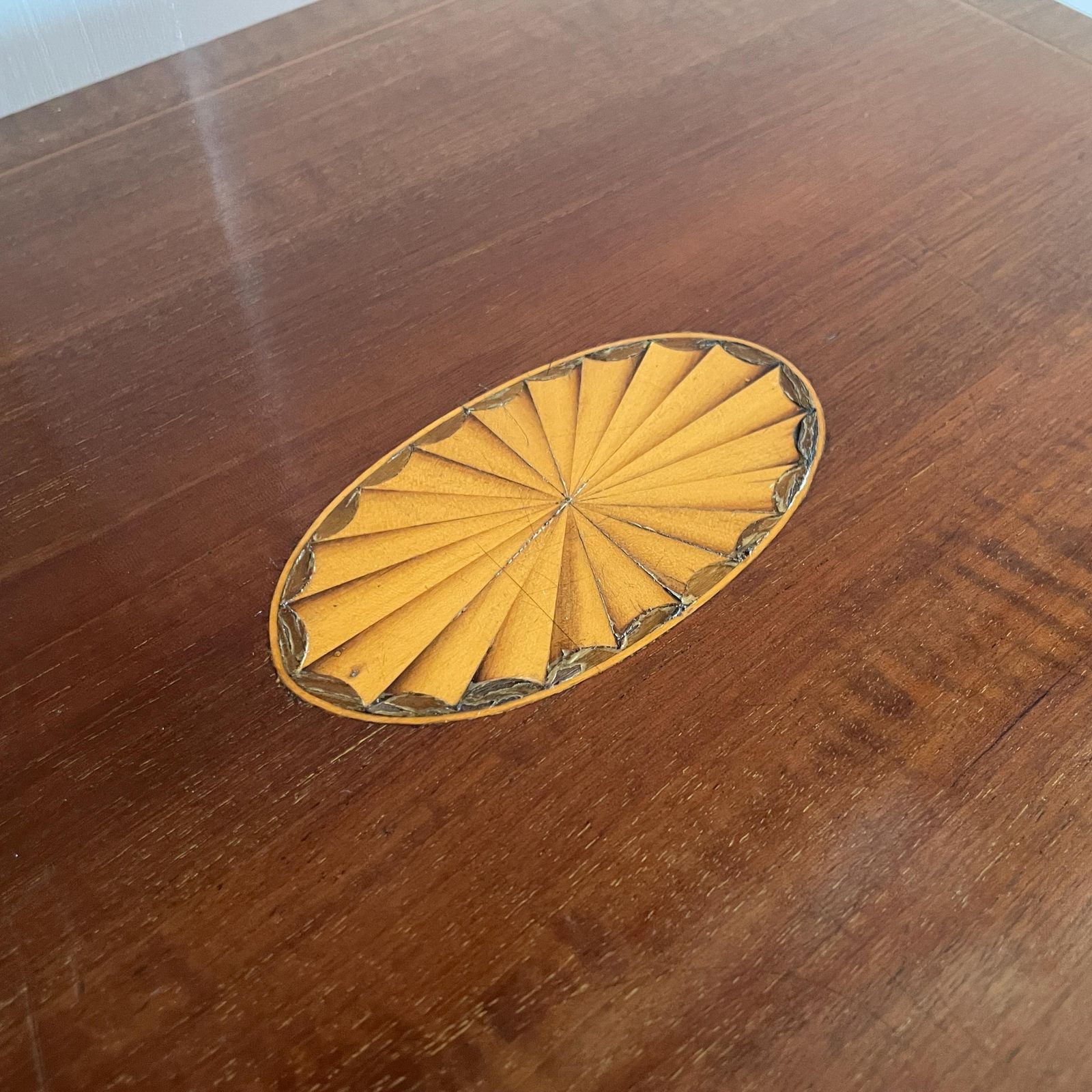 Edwardian Wood Side Table Inlay Top Turned Leg Plant Stand End Table Early Mid 20th Century Sheraton Revival photo Furniture