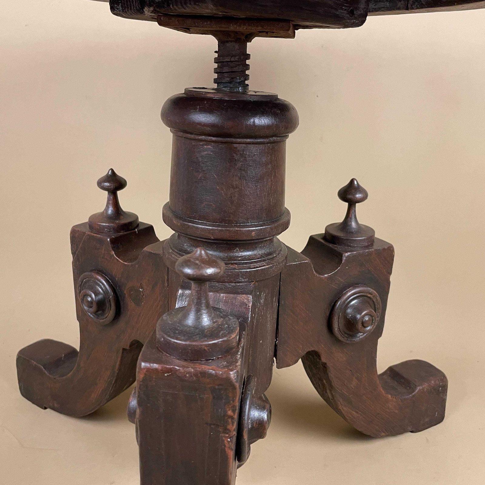 Antique Piano Stool Cane Rattan Seat Turned Wooden Legs Adjustable Round Classic Traditional Edwardian Style photo 185.0