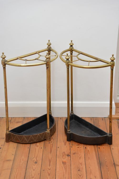 Pair Of English Antique Umbrella Stands In Brass, Victorian C1870s photo for sale