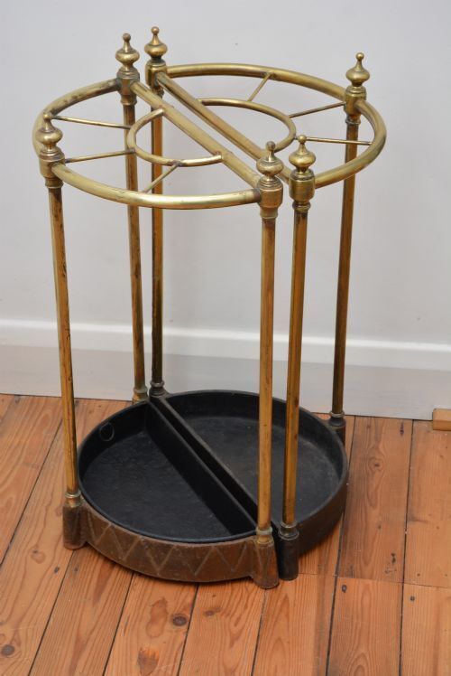 Pair Of English Antique Umbrella Stands In Brass, Victorian C1870s photo vinterior