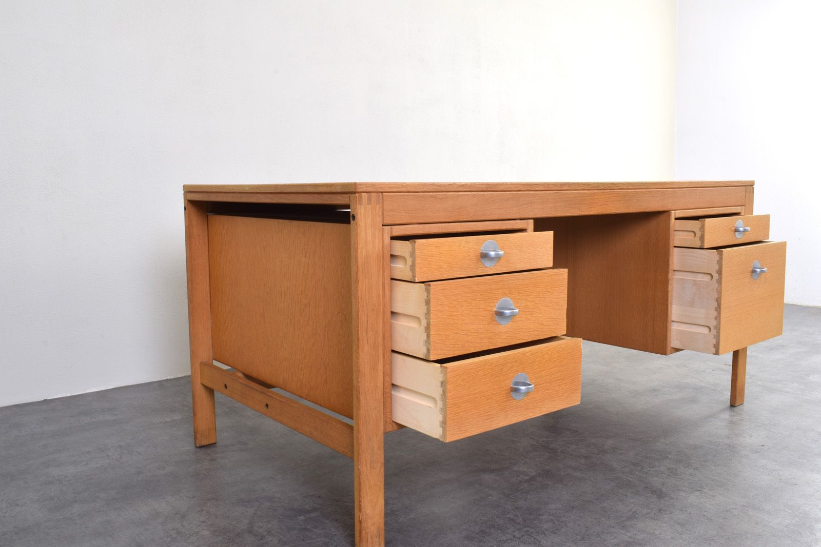 Furniture Mid Century Oak Desk By Chr. Rasmussen For Randers Møbelfabrik, 1970s. photo