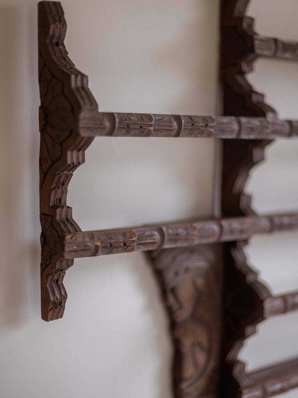 Antique Hand Carved Delft Wall Rack / Plate Rack photo Furniture