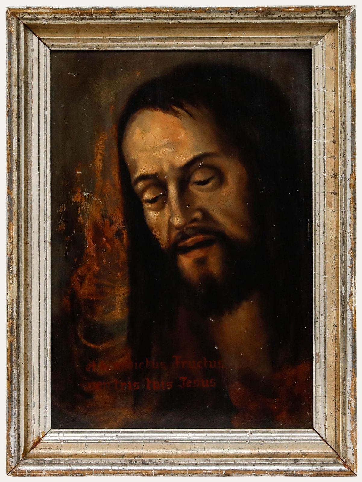 Framed Early 20th Century Oil Portrait Of Jesus Christ