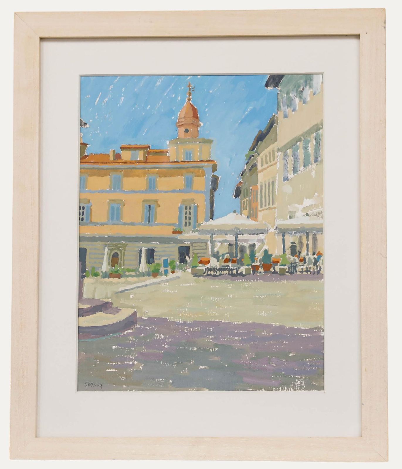 Annabel Gosling (B.1942) Contemporary Gouache, Mediterranean Plaza