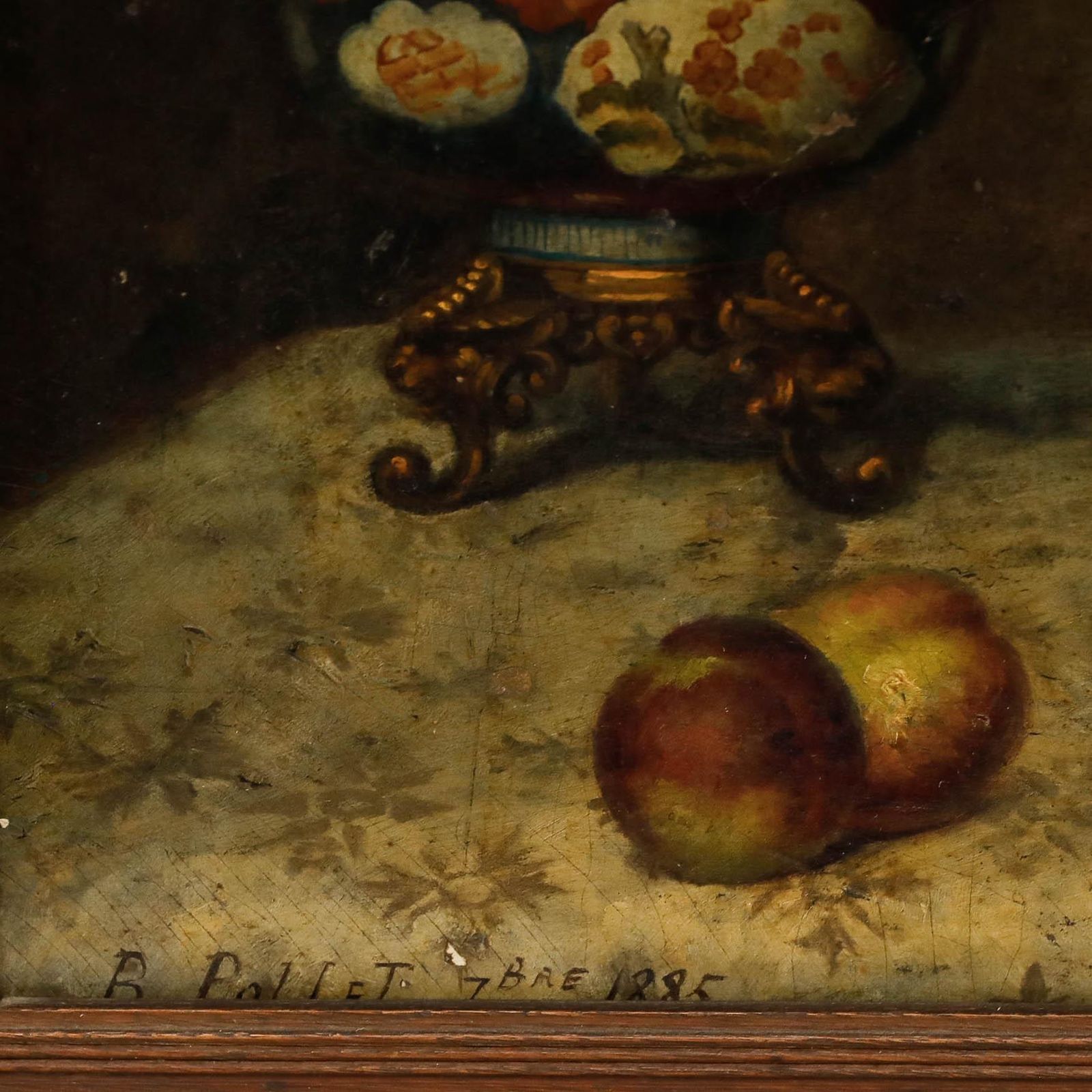 B. Pollet Framed Late 19th Century Oil, Still Life Of Grapes & Peaches photo vinterior