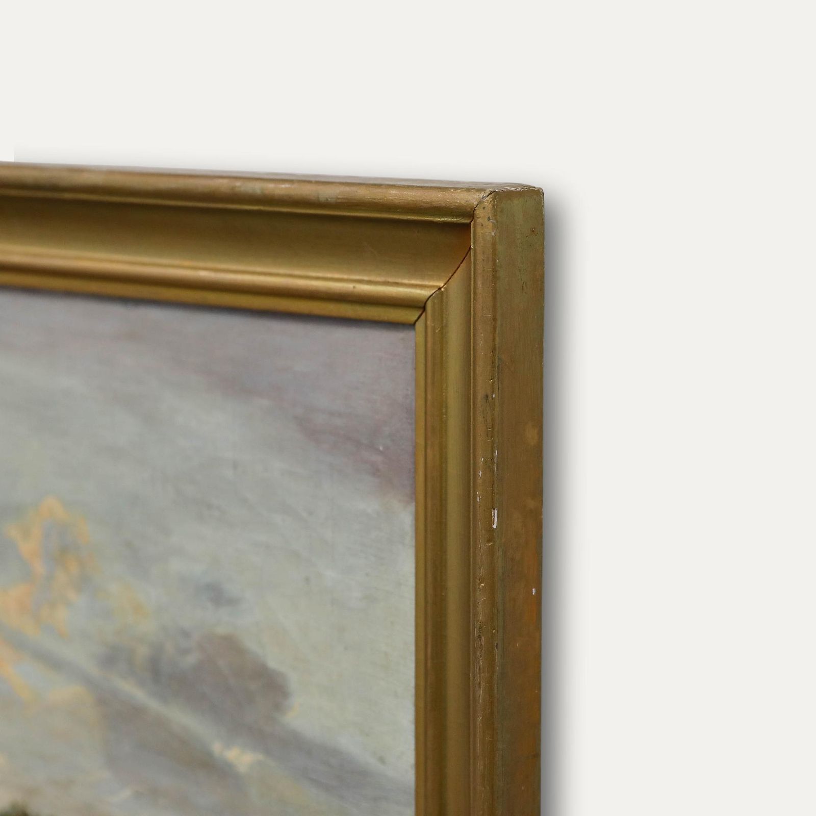 Framed 19th Century Oil Italian Waterway photo vinterior