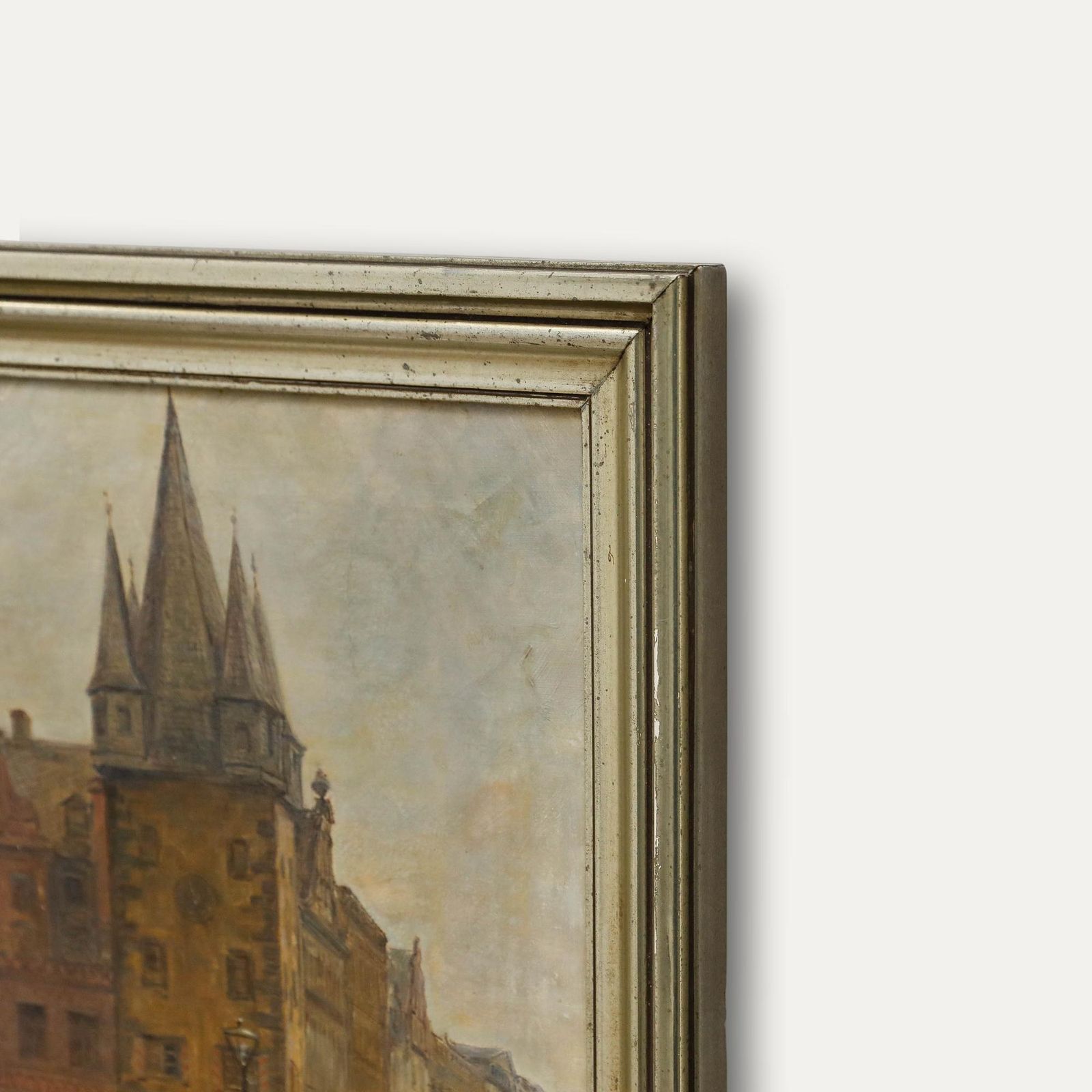Framed Mid 20th Century Oil A Rainy Day In Frankfurt photo vinterior