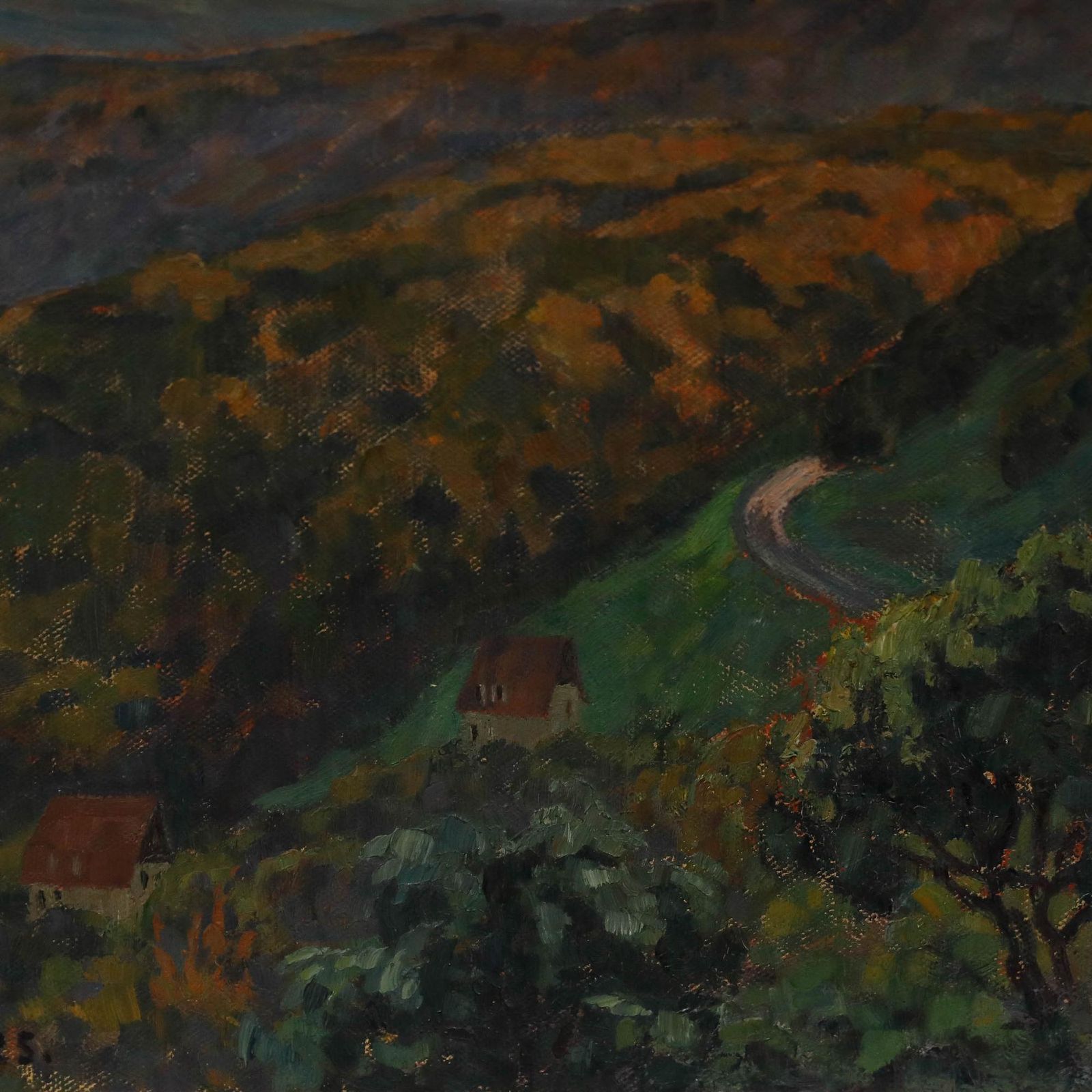Emma Nachtigal (1875 1969) Impressionist 1925 Oil, Forested Hills photo Art